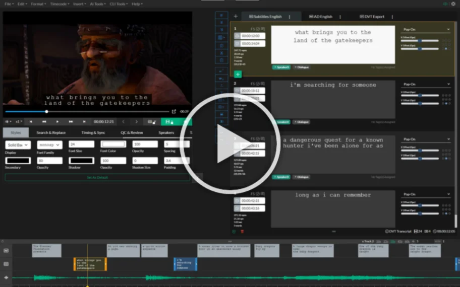 Closed Caption & Subtitle Editor