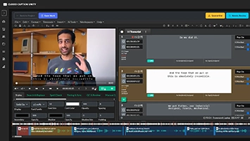 Closed Caption Creator screenshot showing Event List and Timeline