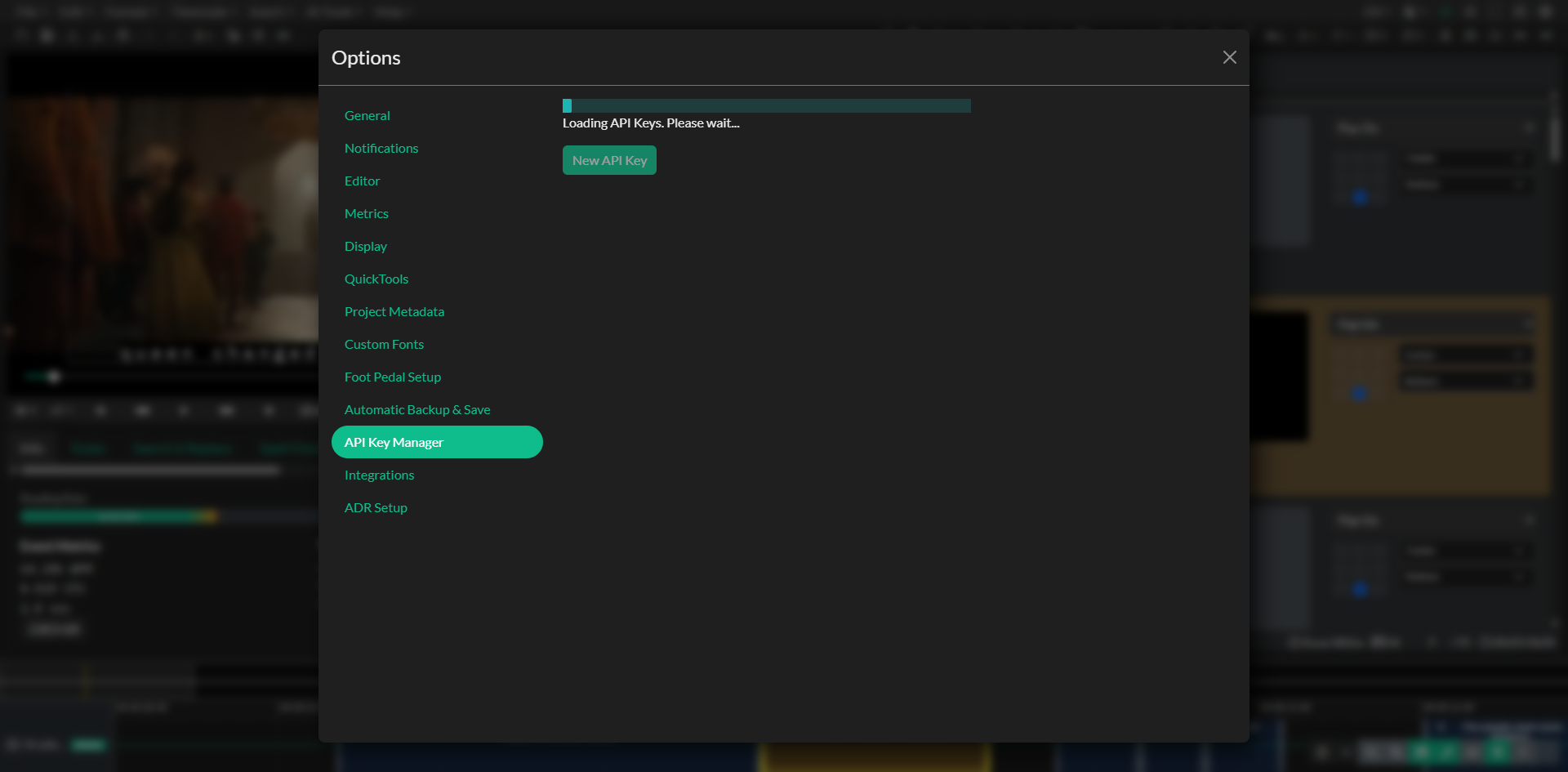 API Key manager and key entry for integrations