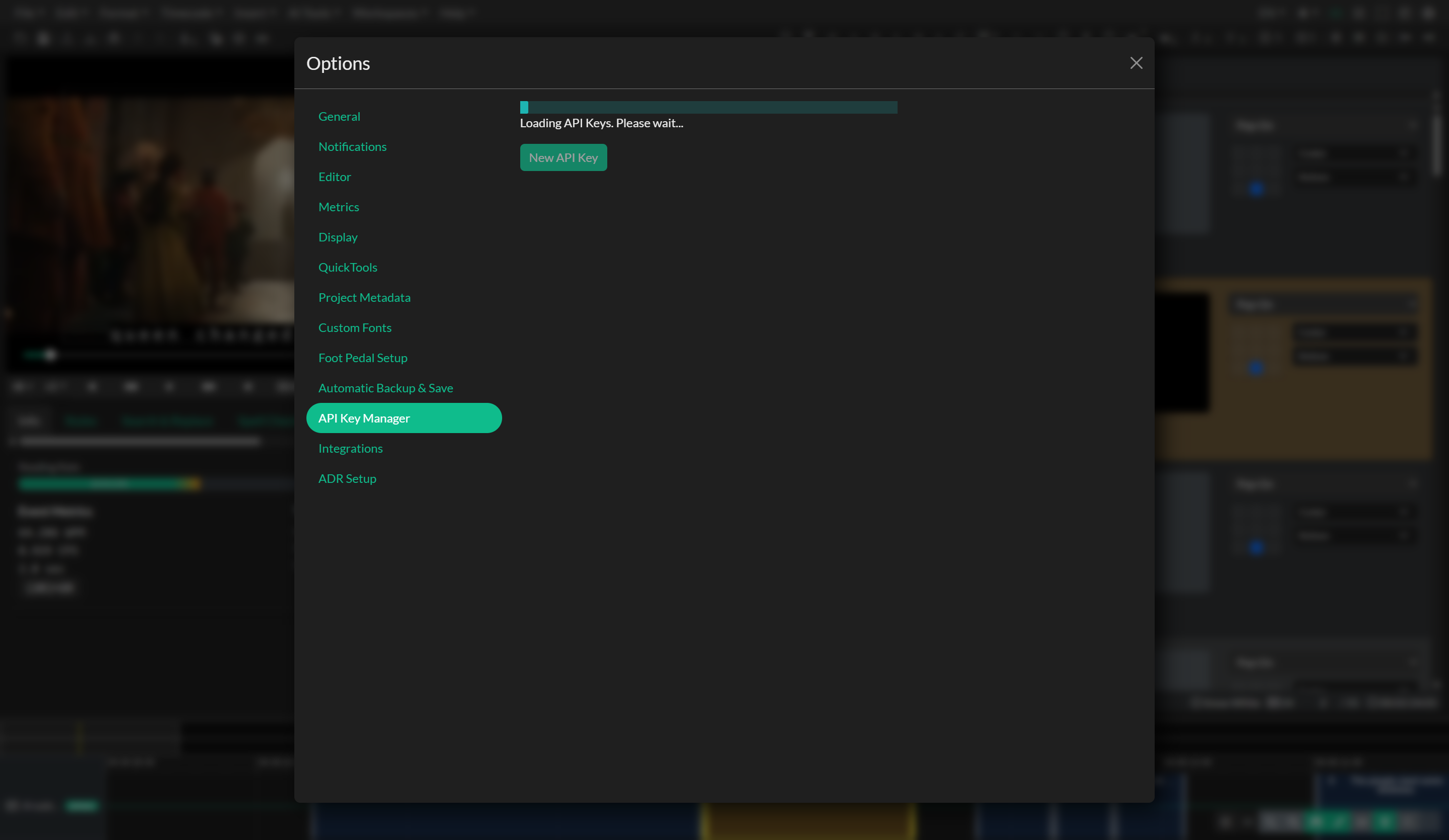 API Key manager and key entry for integrations