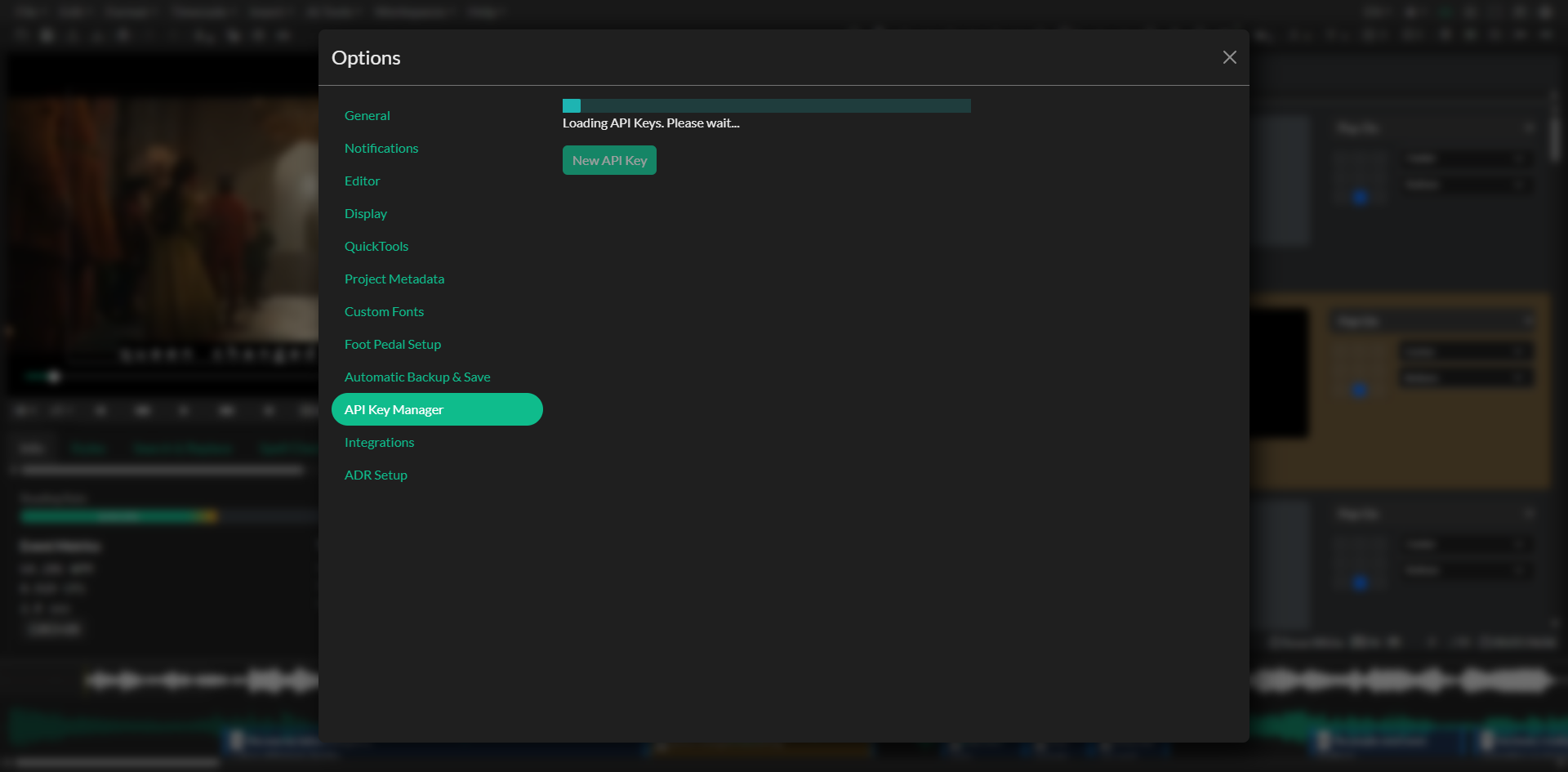 API Key manager and key entry for integrations