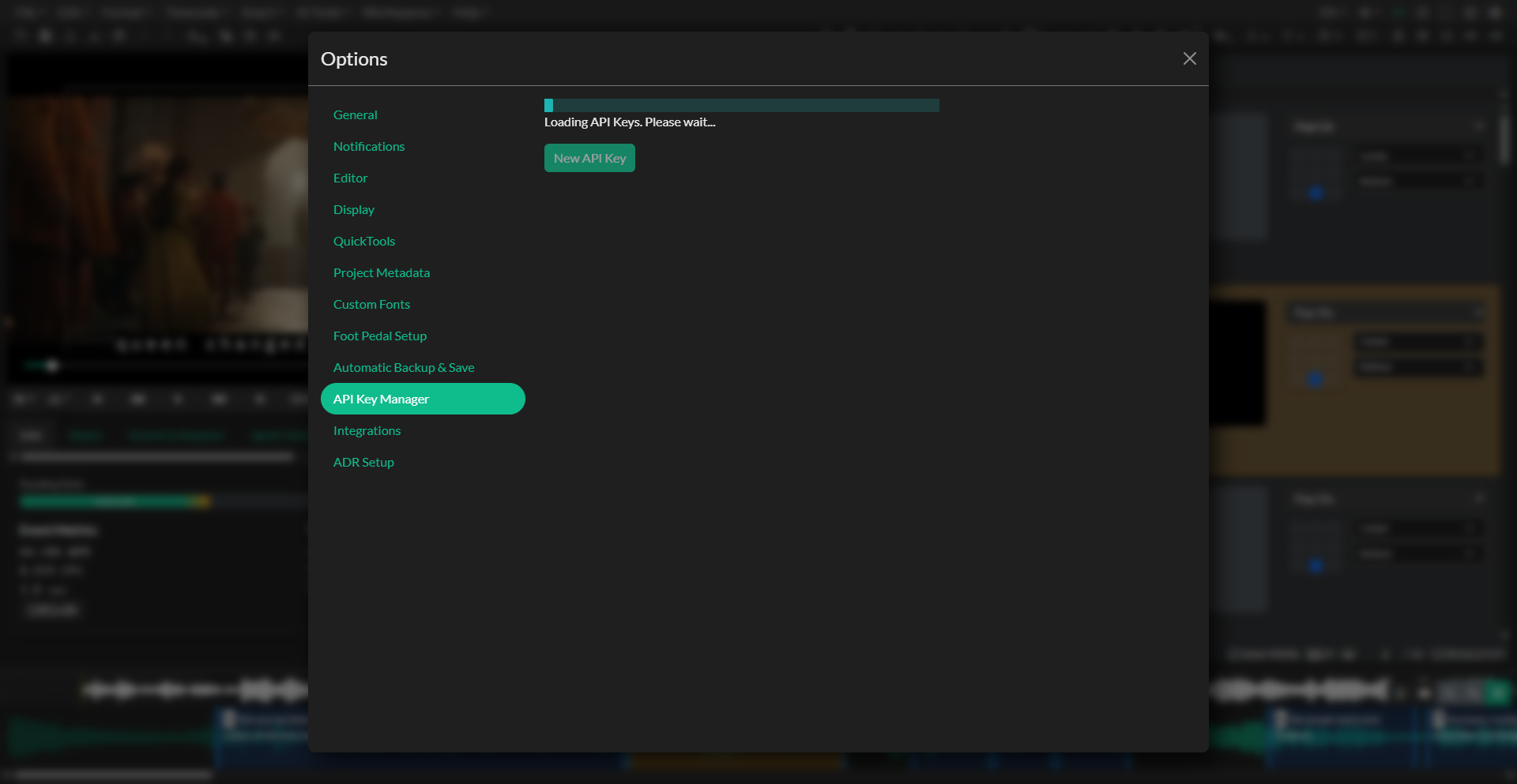 API Key manager and key entry for integrations