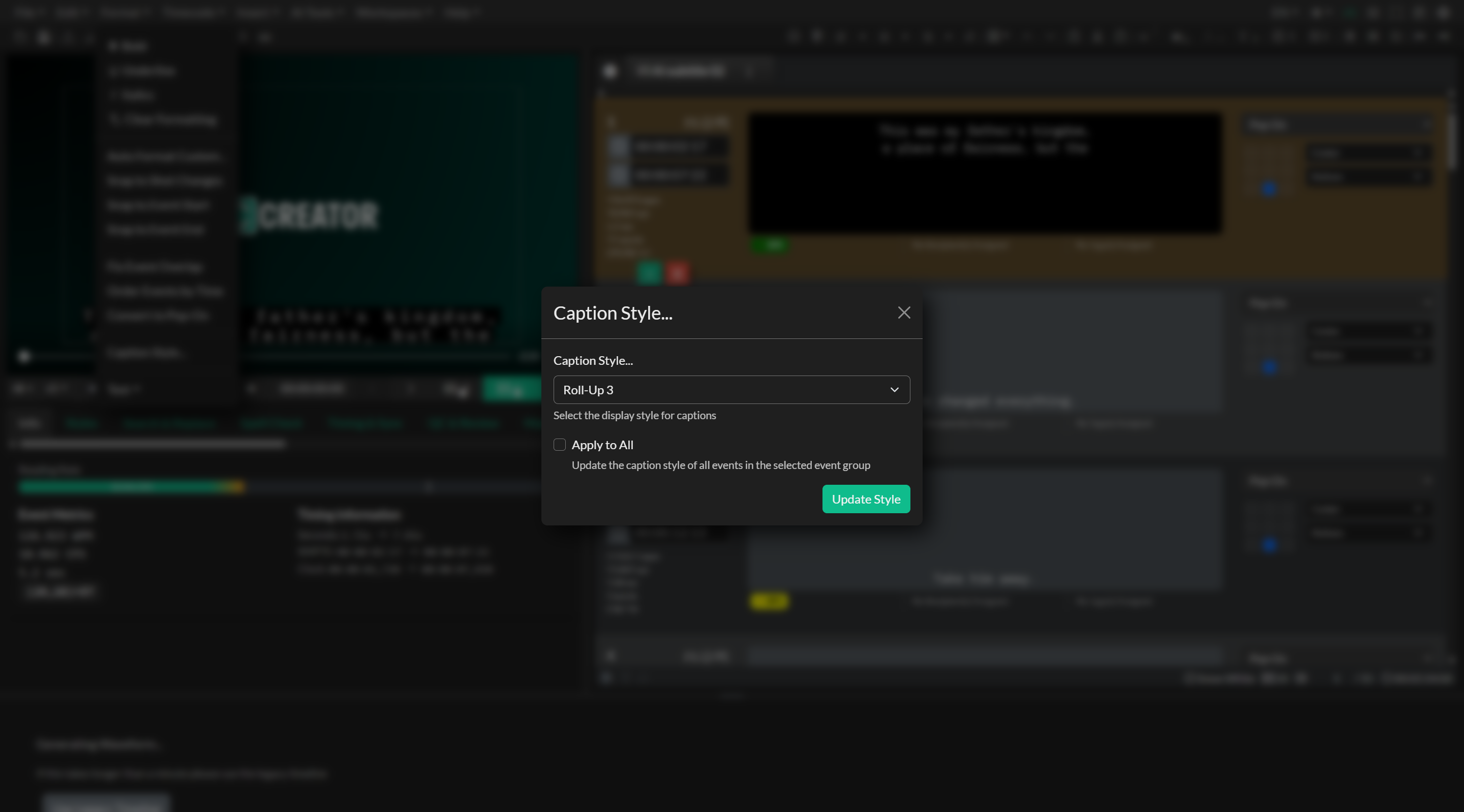 Caption style options