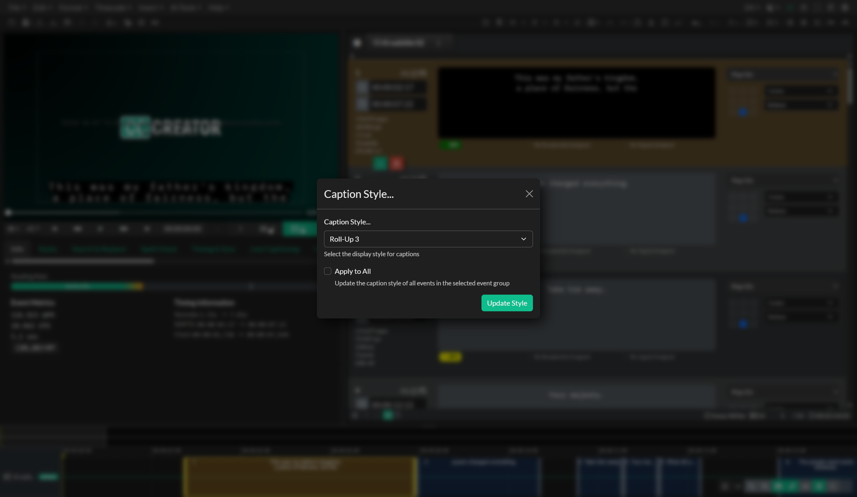 Caption style options