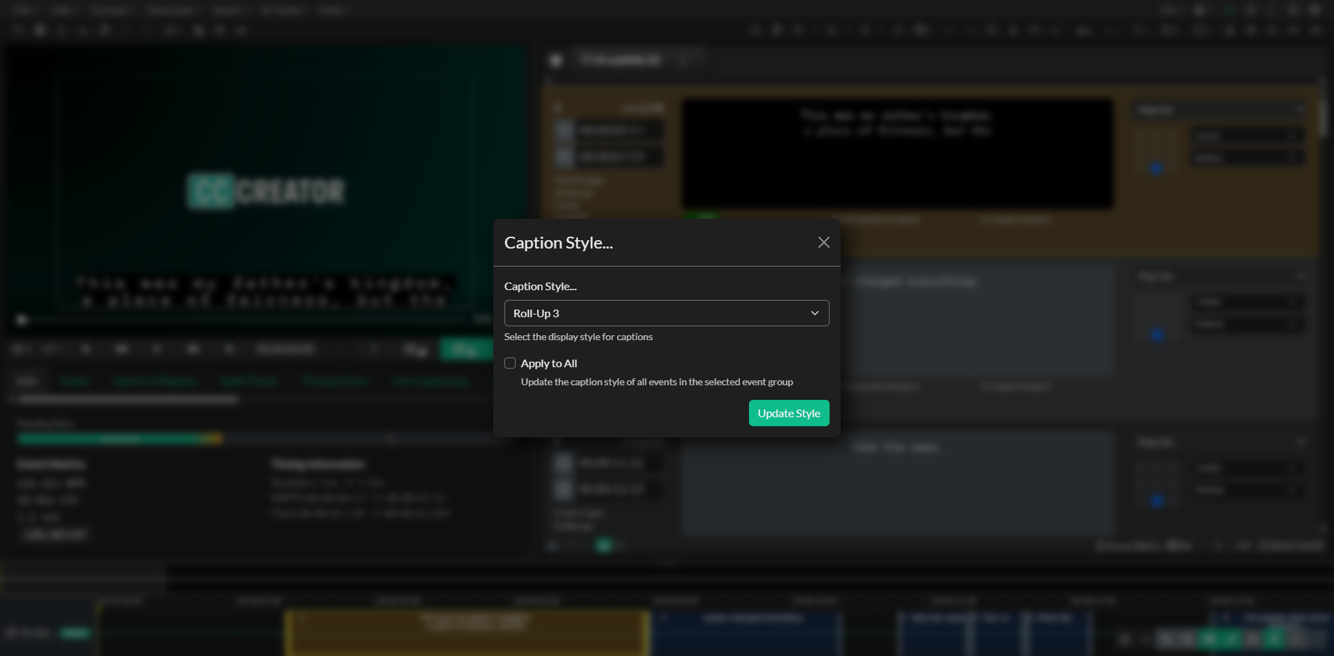 Caption style options