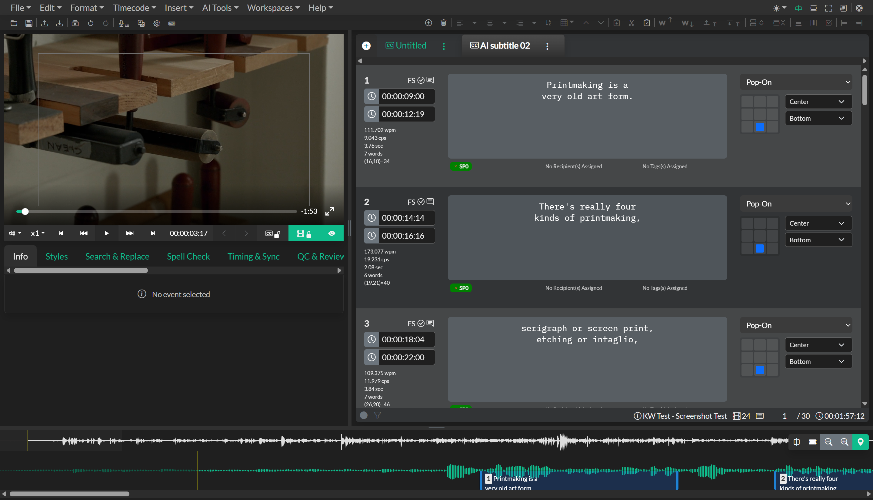 Closed Caption Creator main interface overview