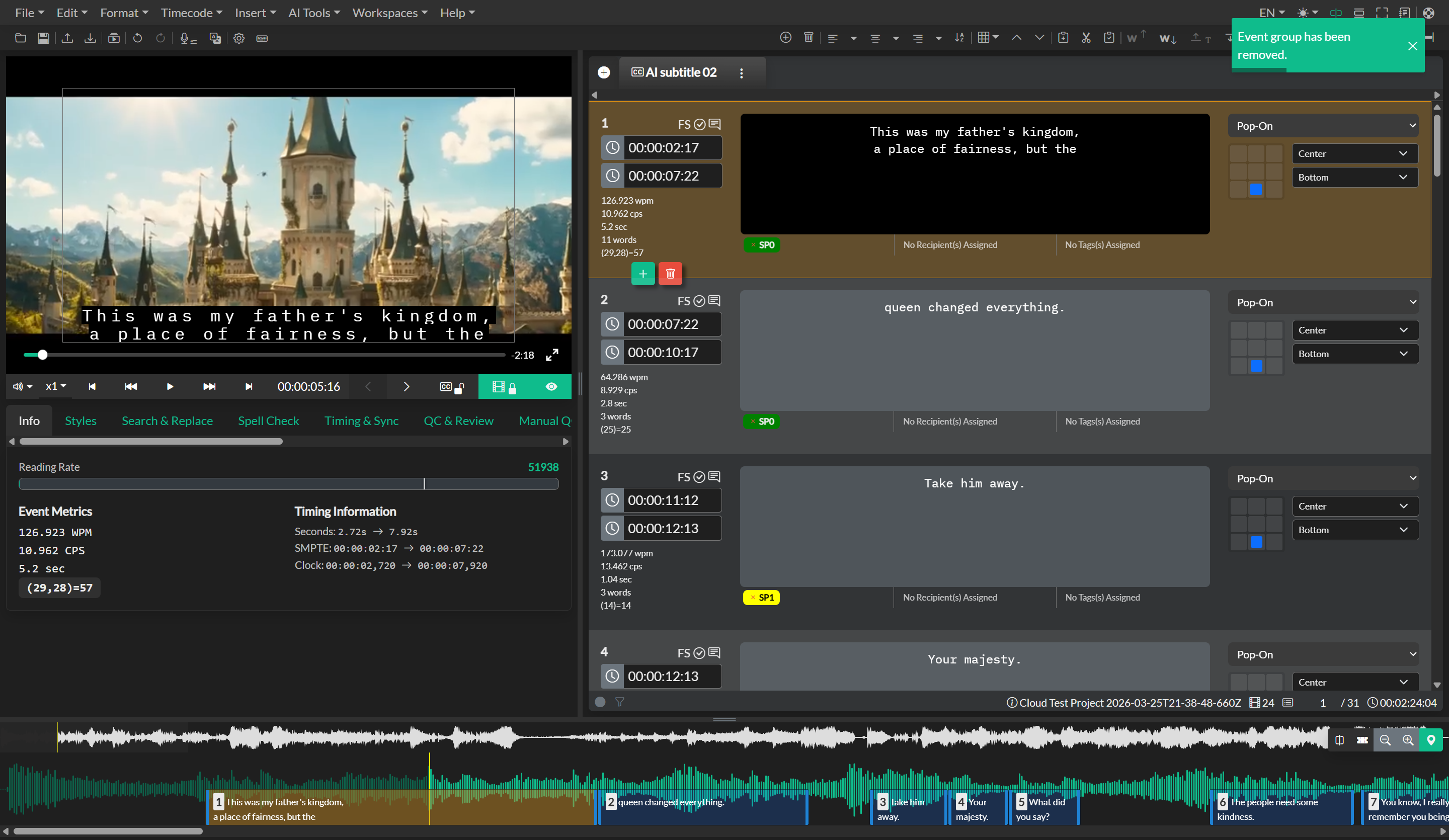 Closed Caption Creator main interface overview