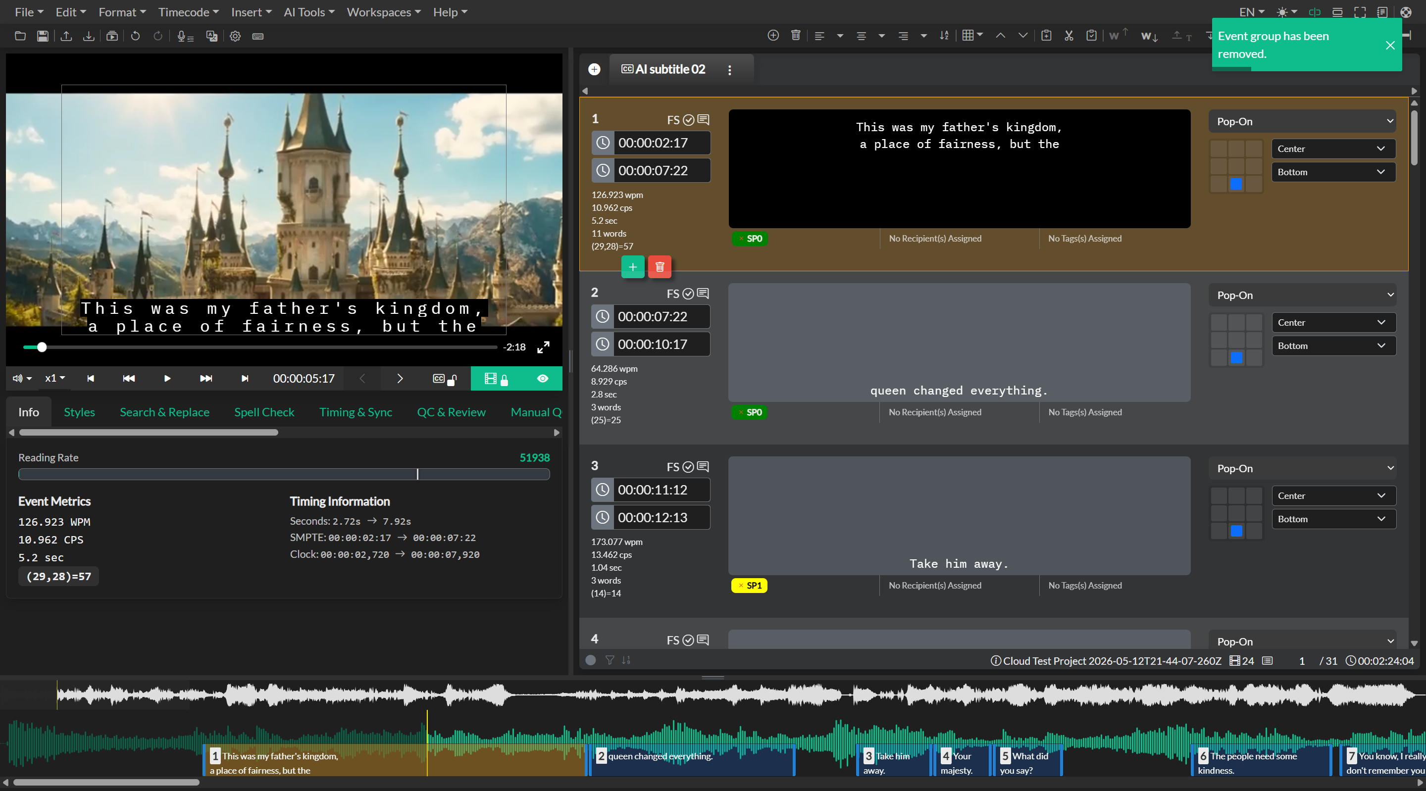 Closed Caption Creator main interface overview