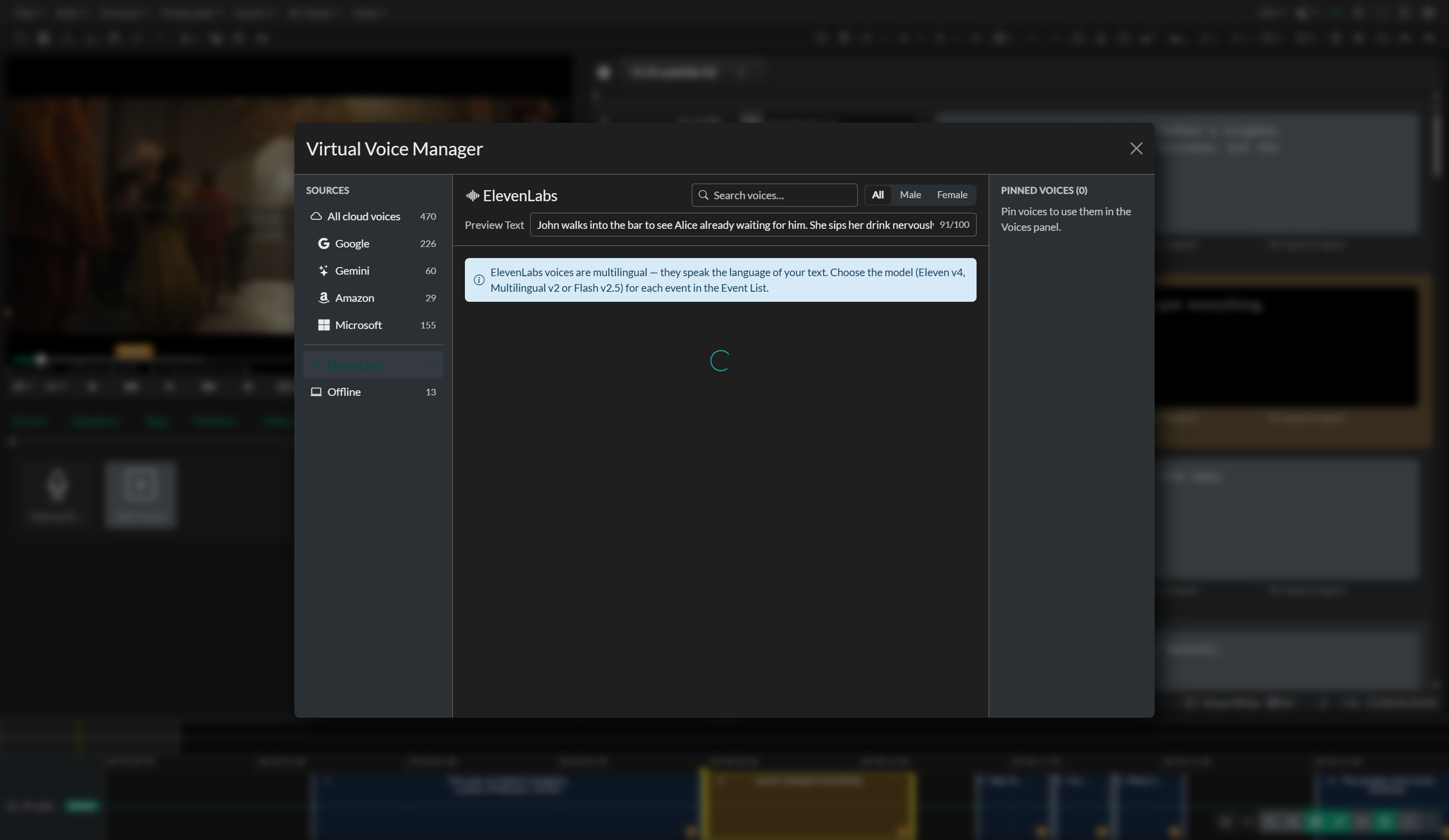 ElevenLabs source in the Virtual Voice Manager