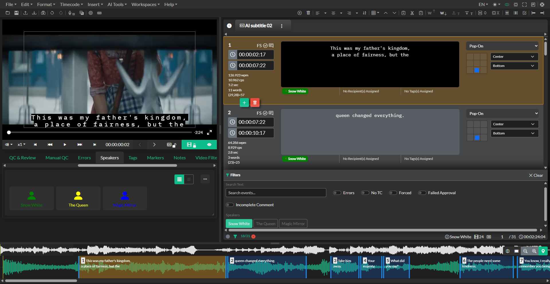 Event list filtered by speaker