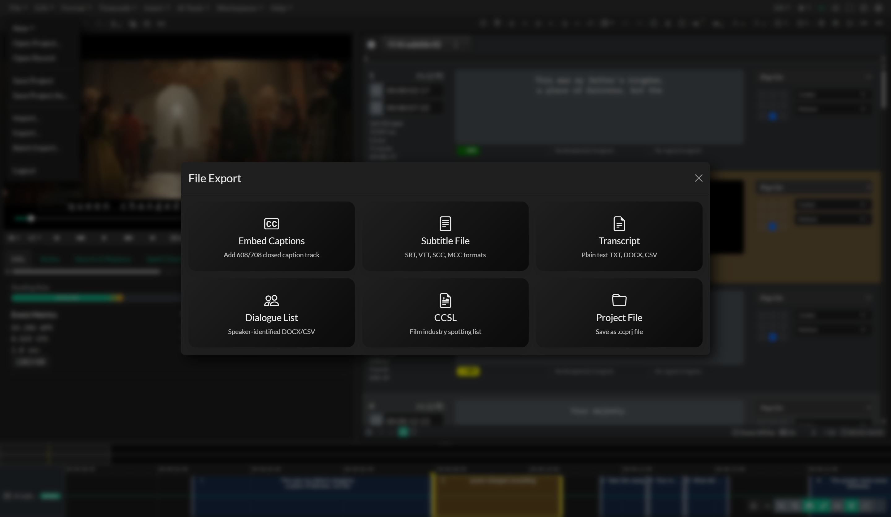 Export screen overview