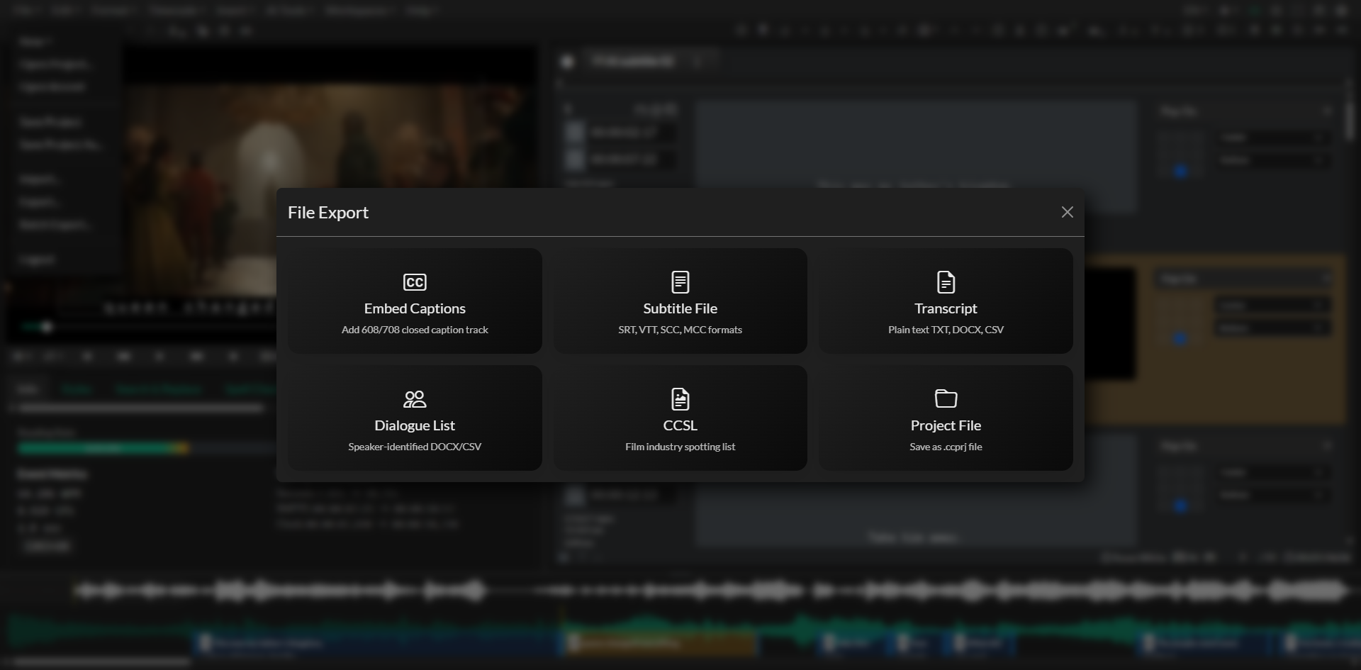 Export screen overview
