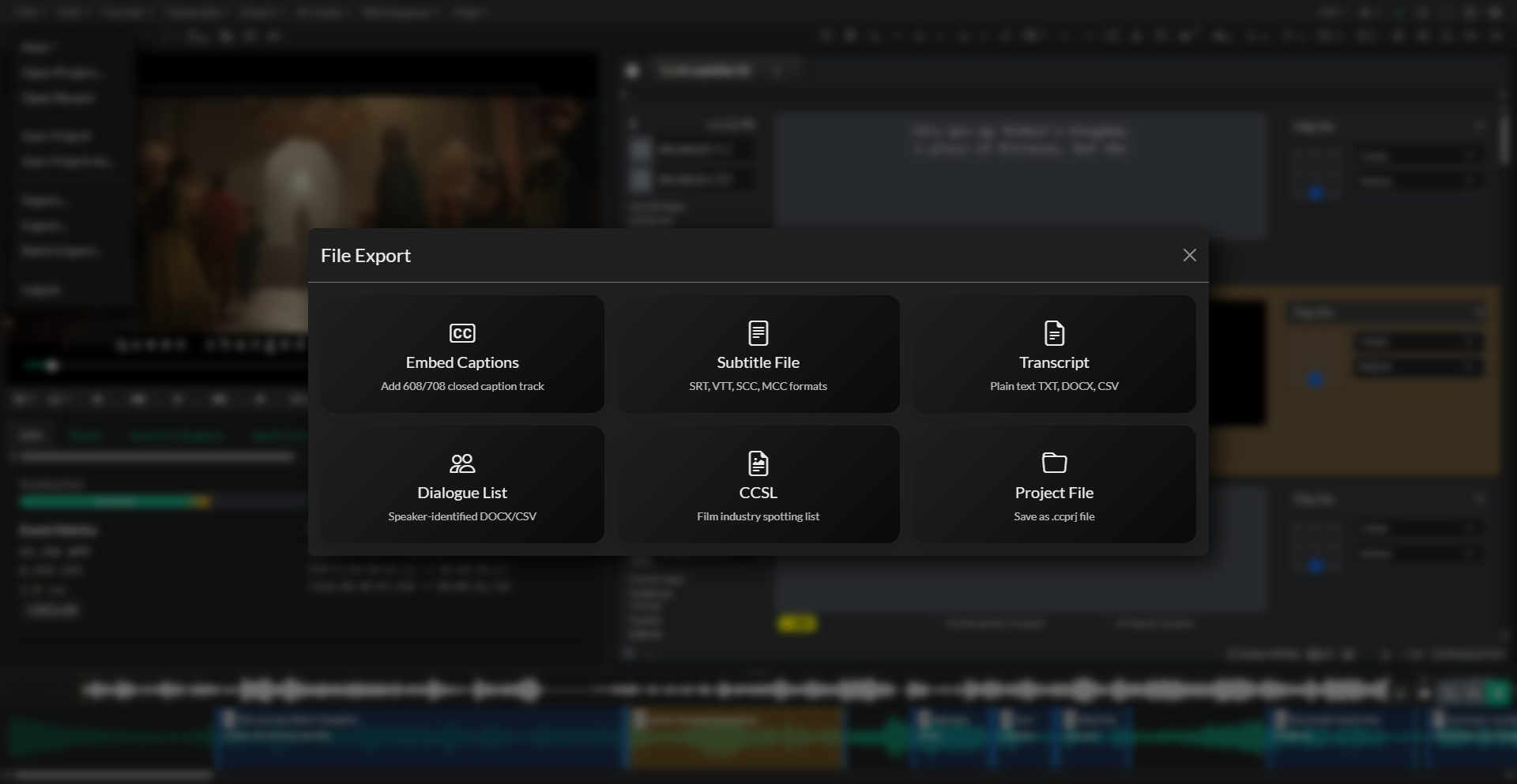 Export screen overview