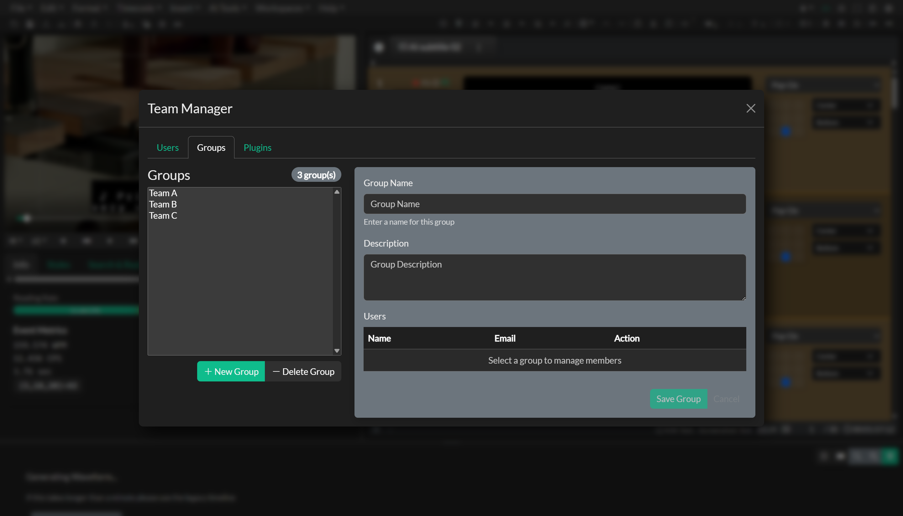 Group management tab in Team Management