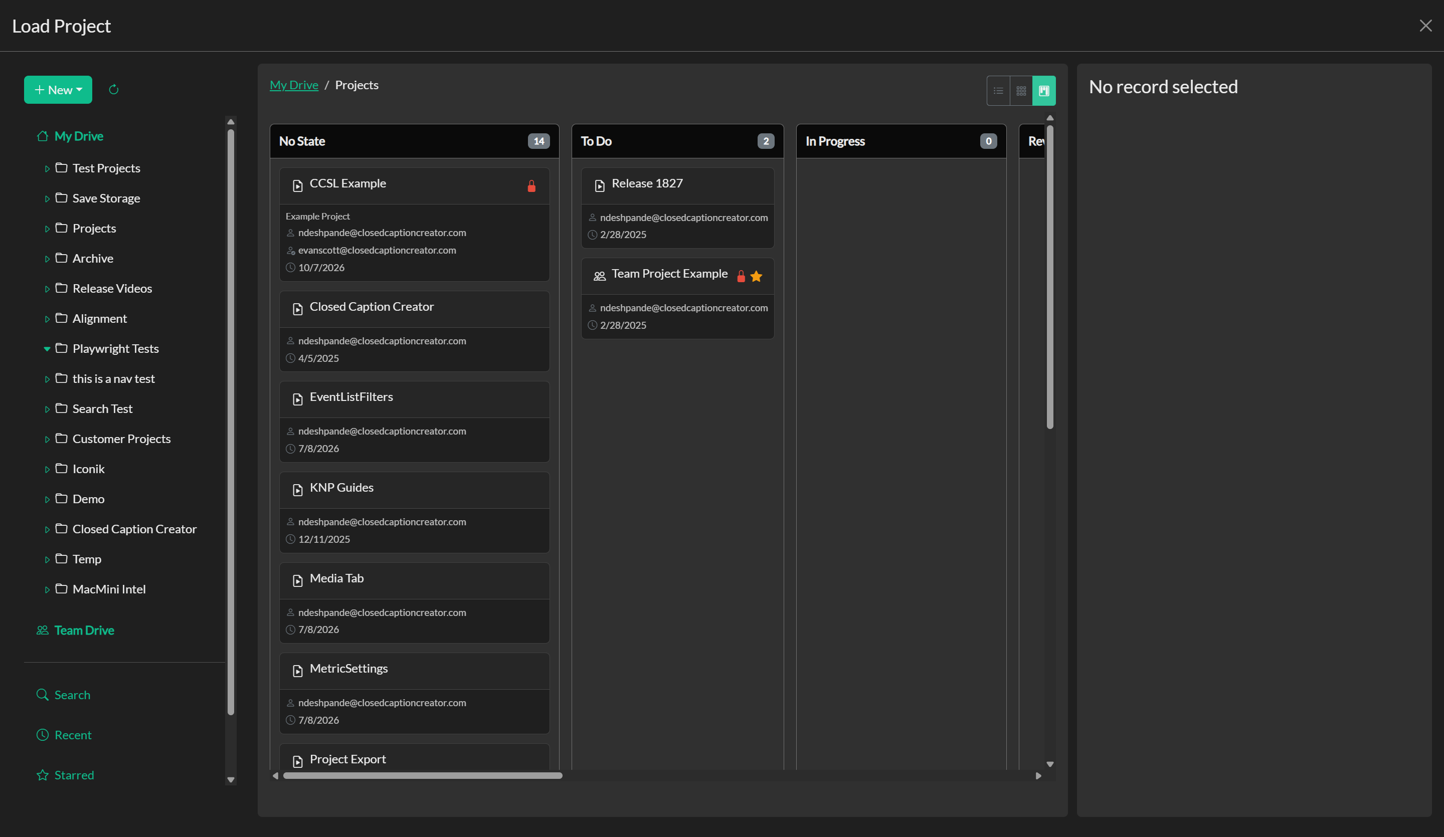 Storage Explorer Kanban view grouped by workflow state