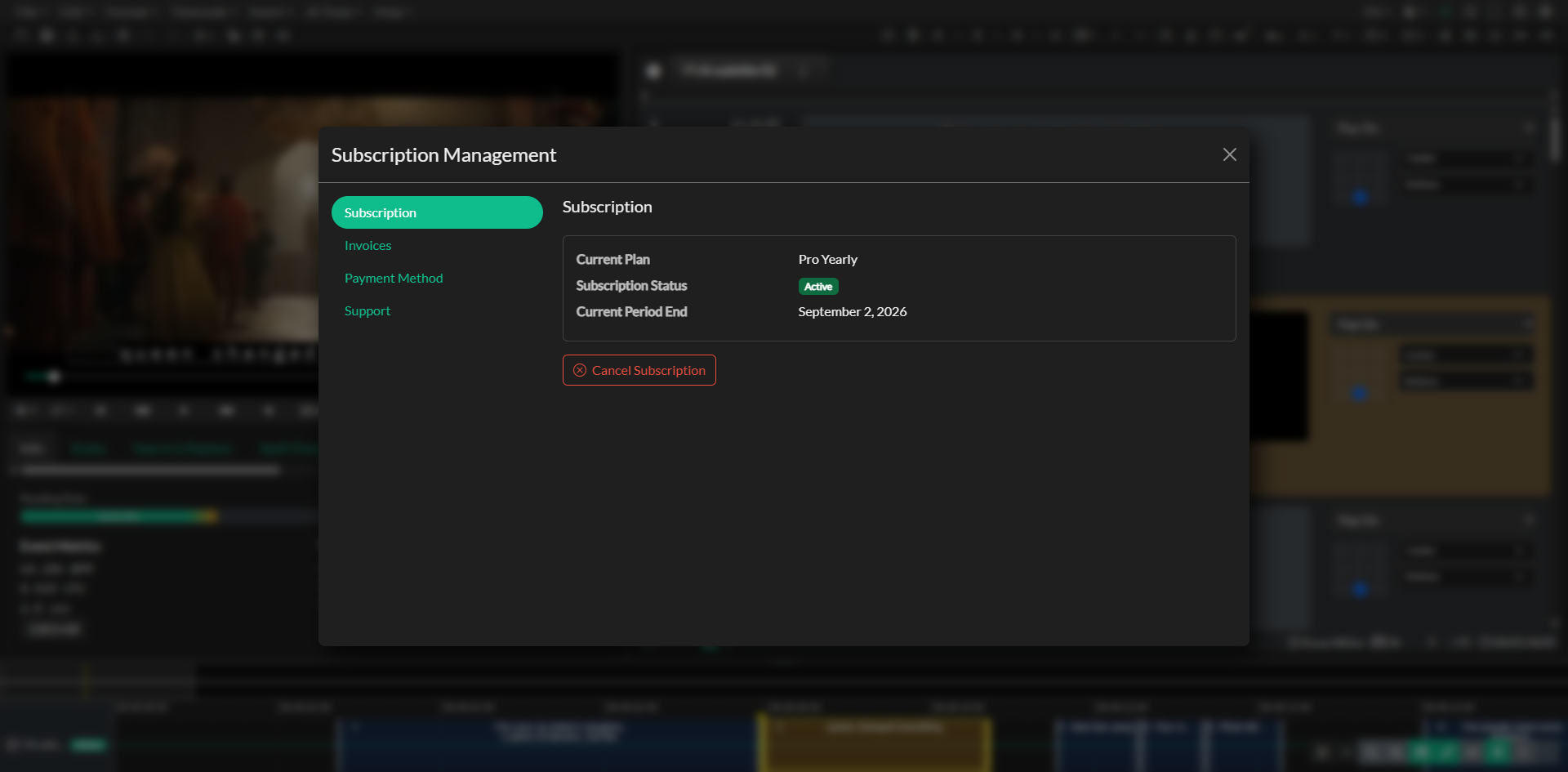 Manage Subscription portal