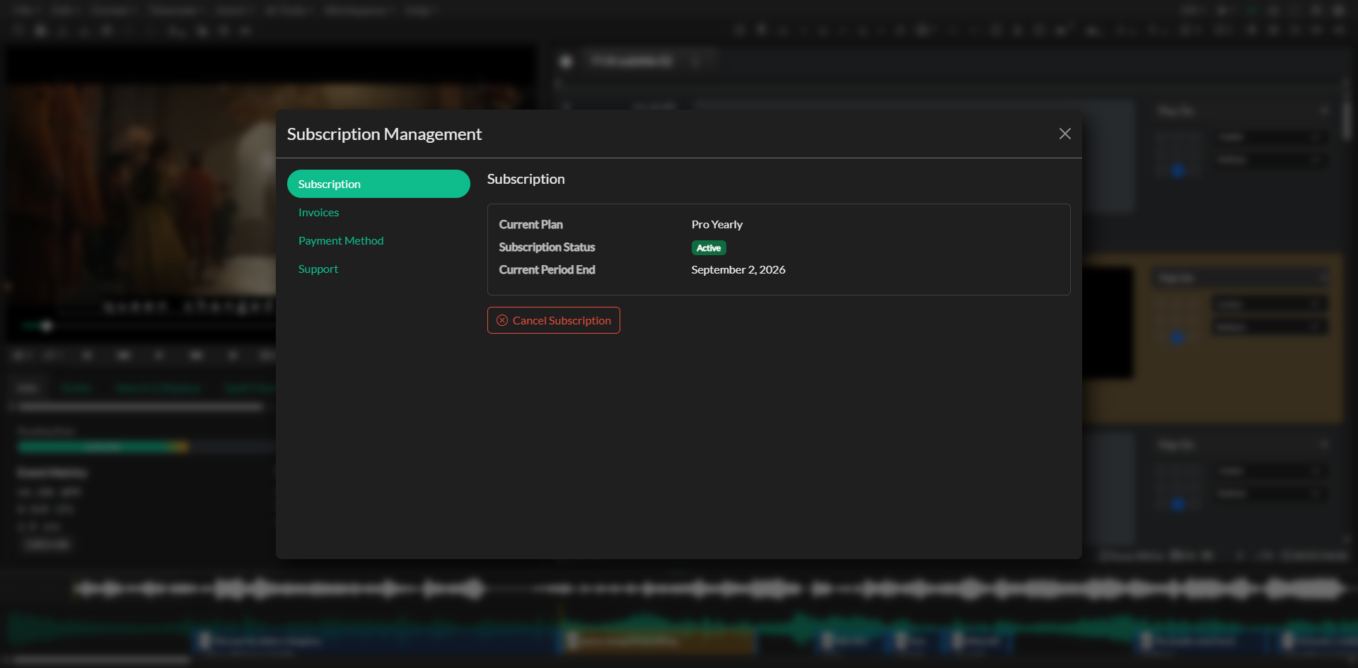 Manage Subscription portal