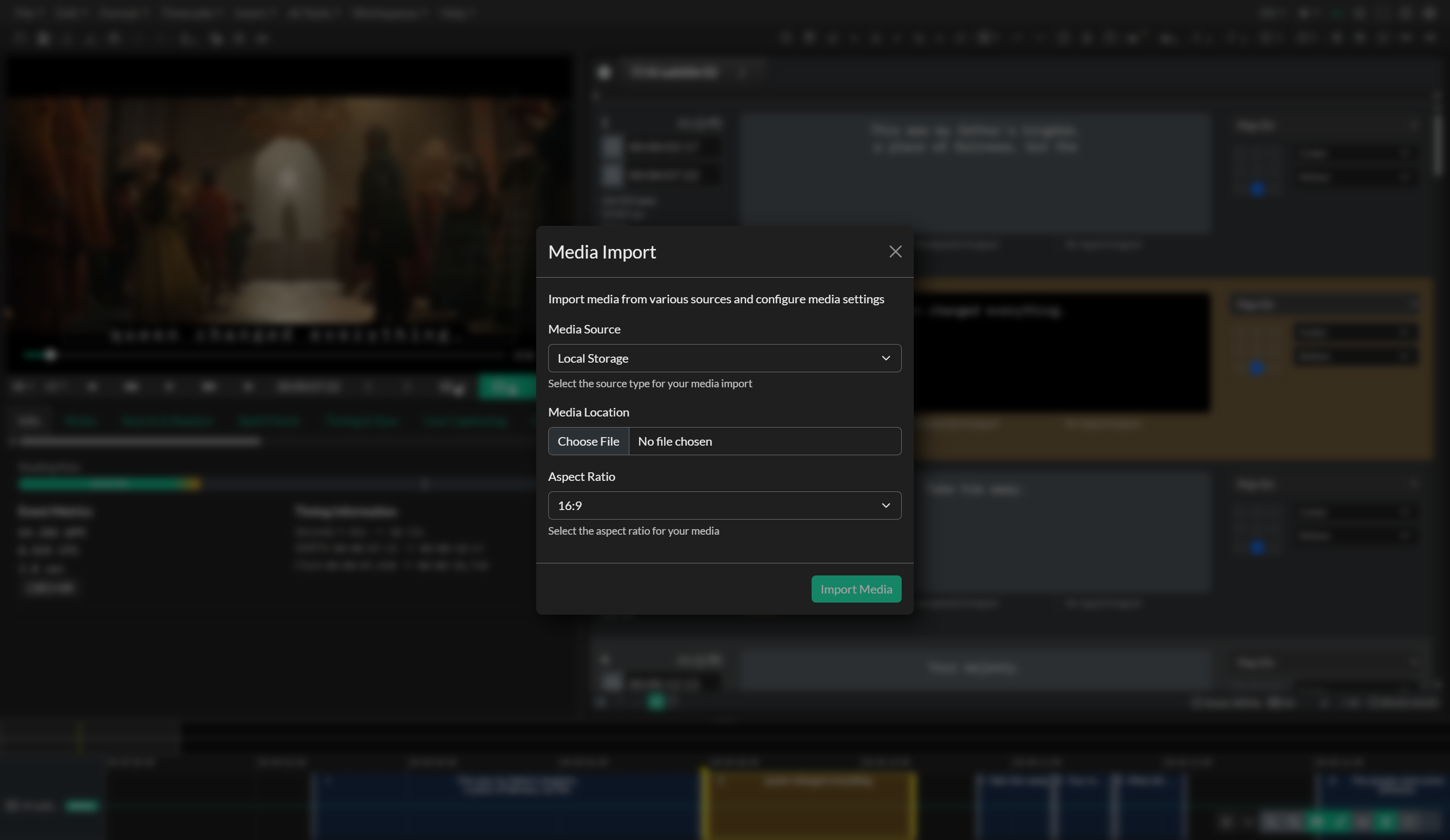 Media Import dialog