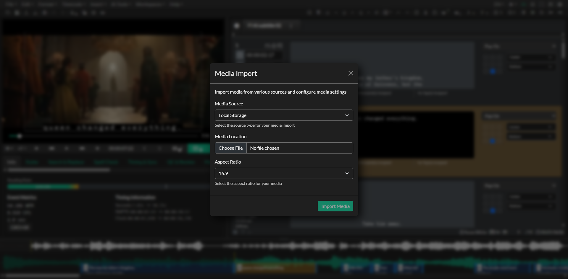 Media Import dialog