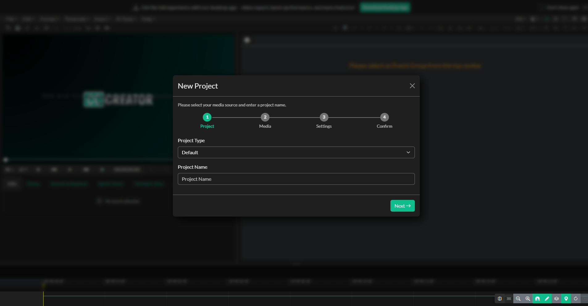 Create New Project dialog