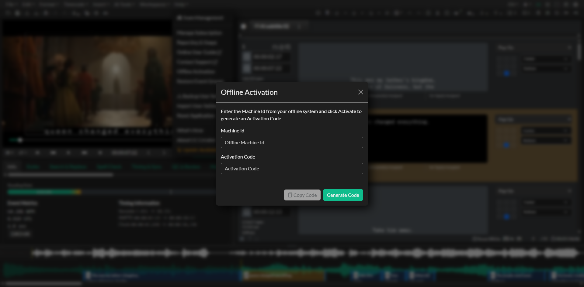Offline activation screen in Closed Caption Creator