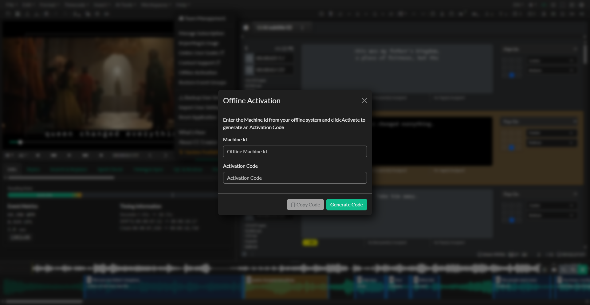 Offline activation screen in Closed Caption Creator