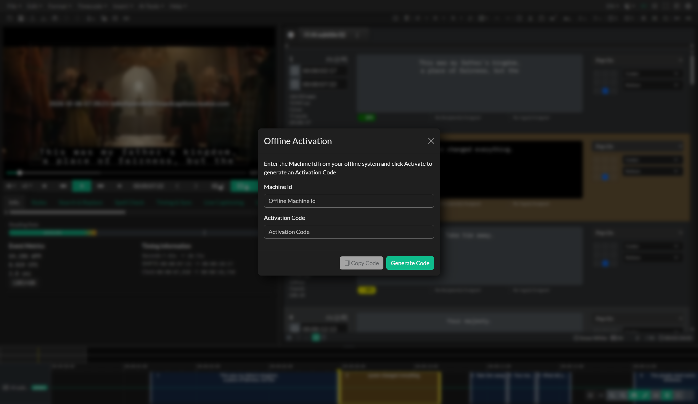 Offline activation screen in Closed Caption Creator