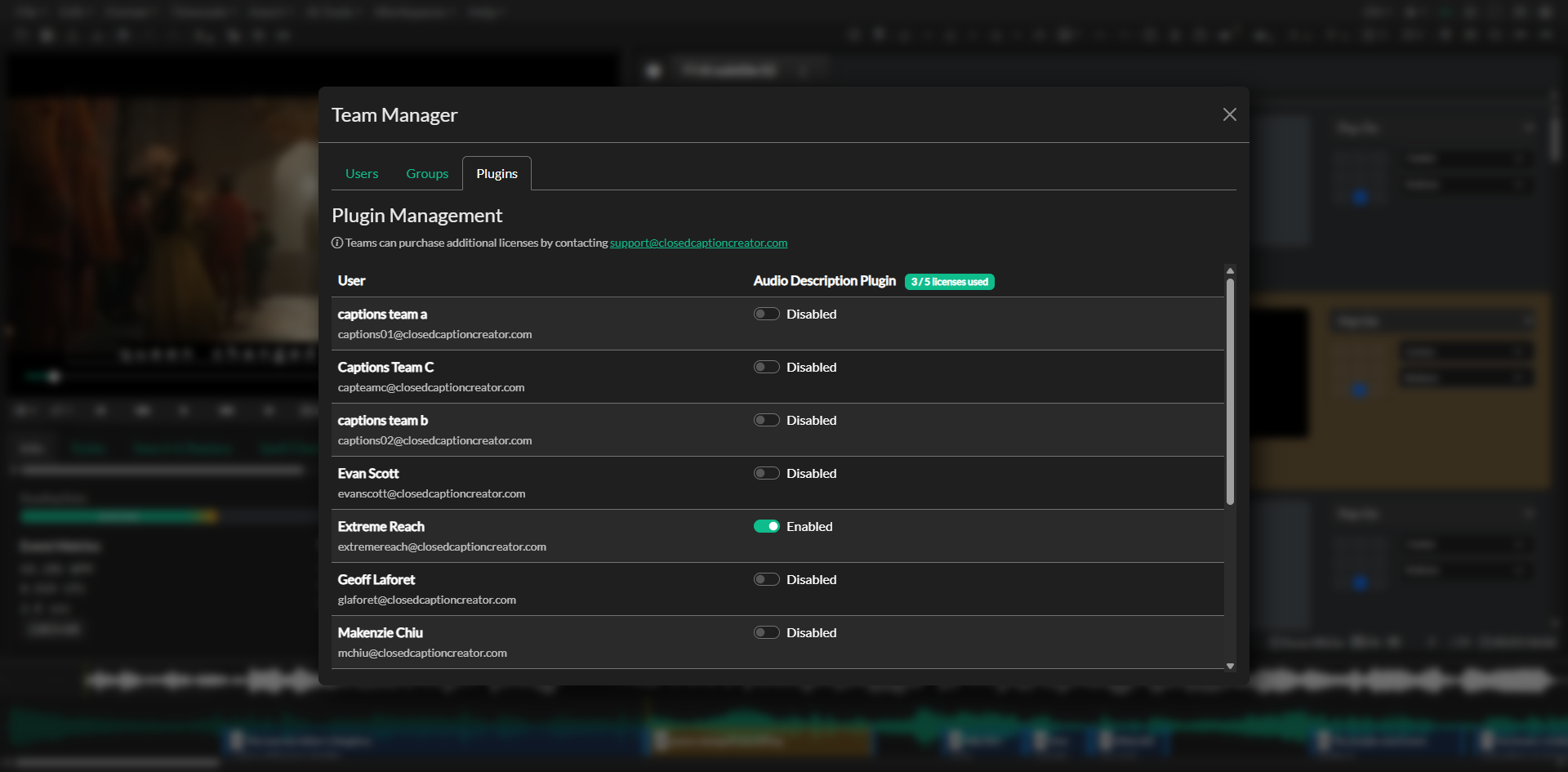 Plugin management in Options