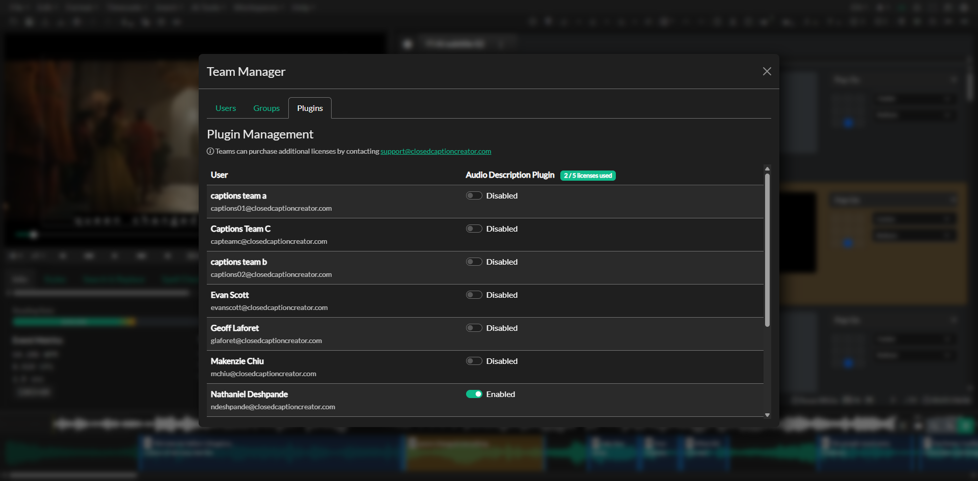 Plugin management in Options