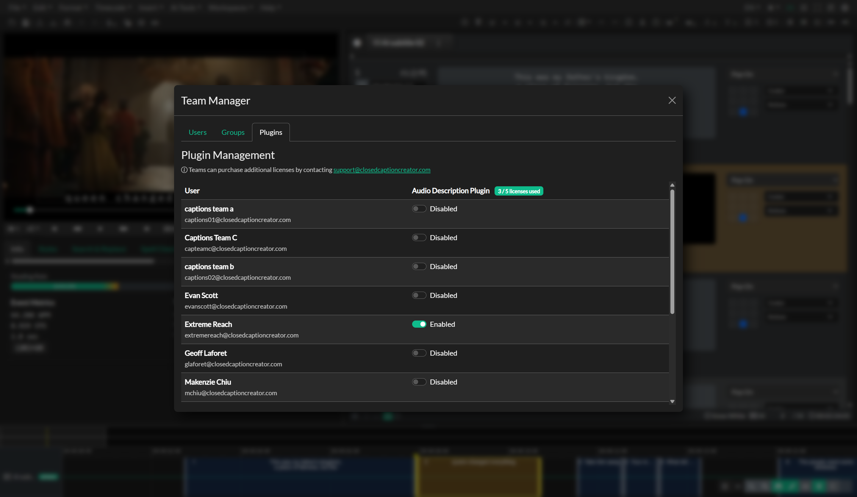 Plugin management in Options
