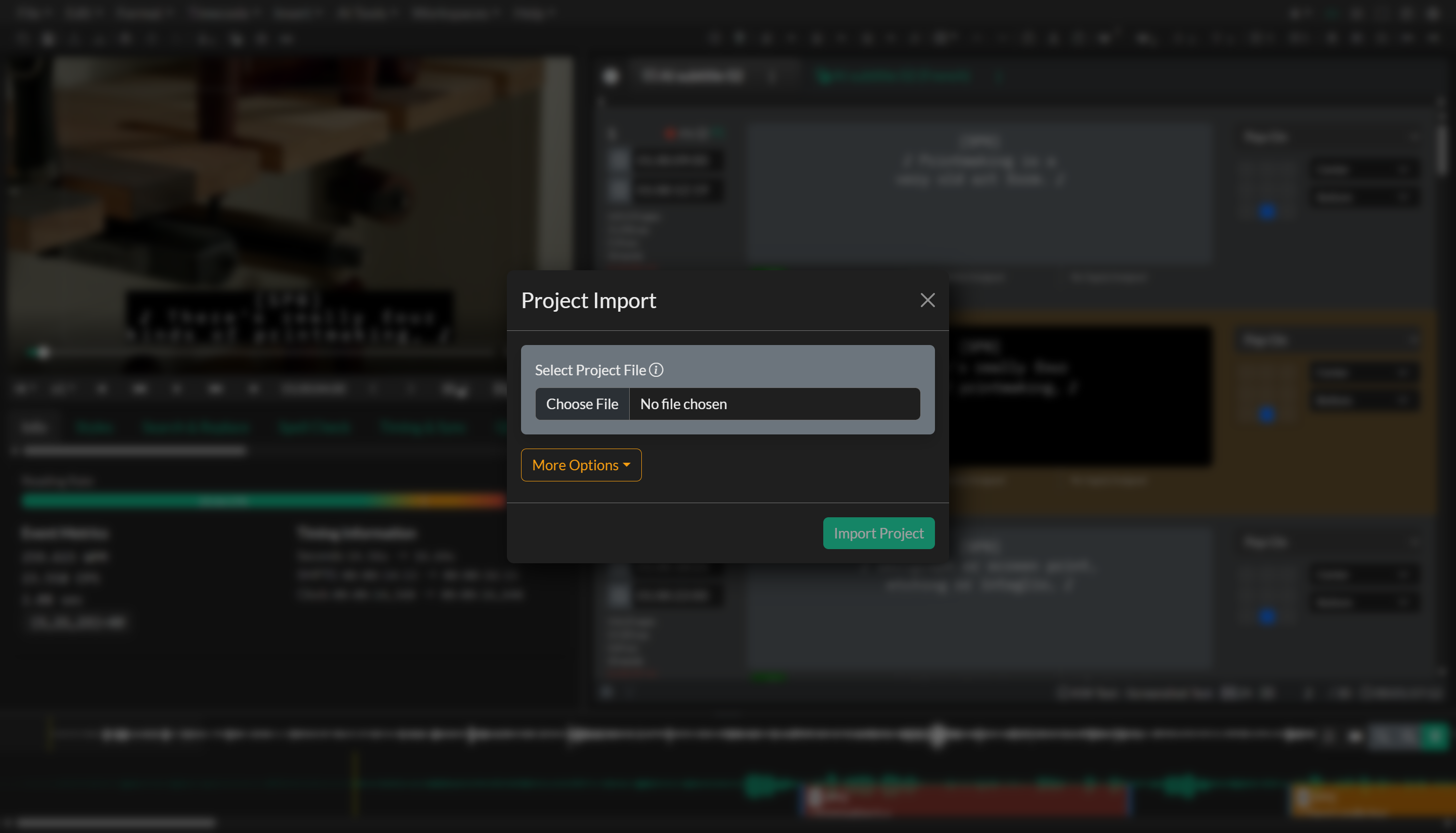 Project File Import dialog