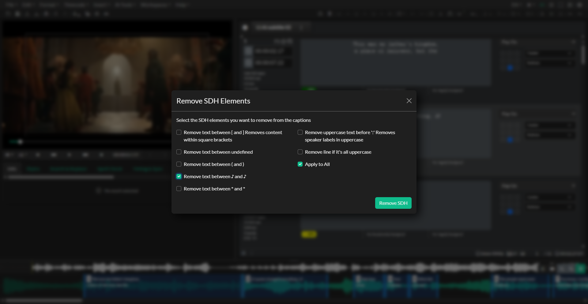 Remove SDH configuration dialog