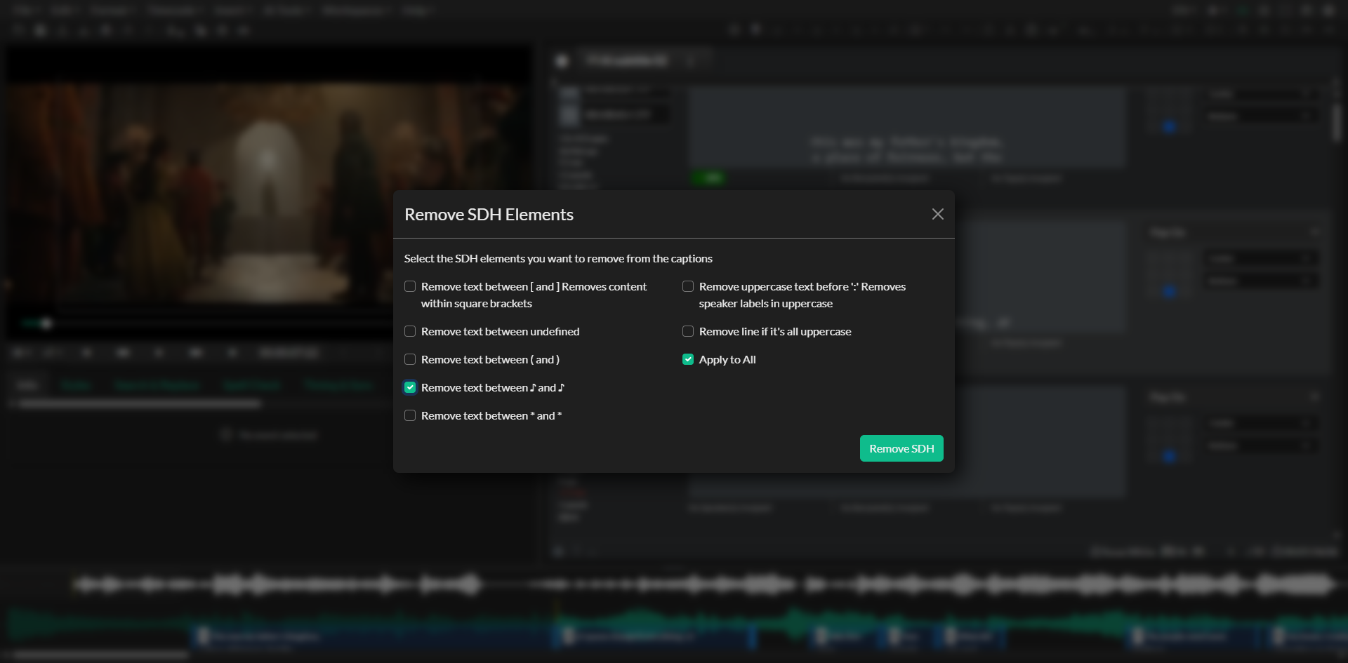 Remove SDH configuration dialog