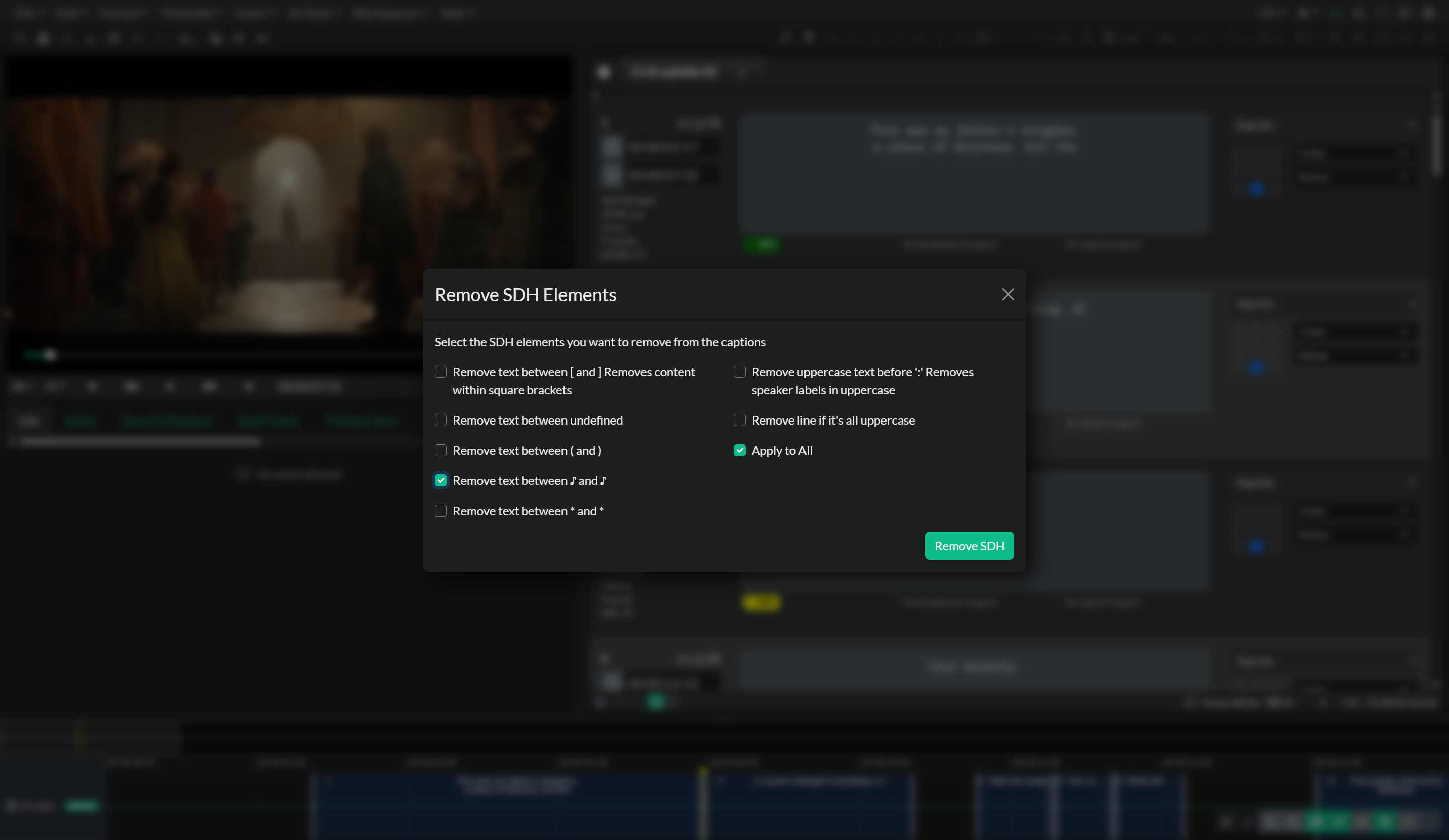 Remove SDH configuration dialog