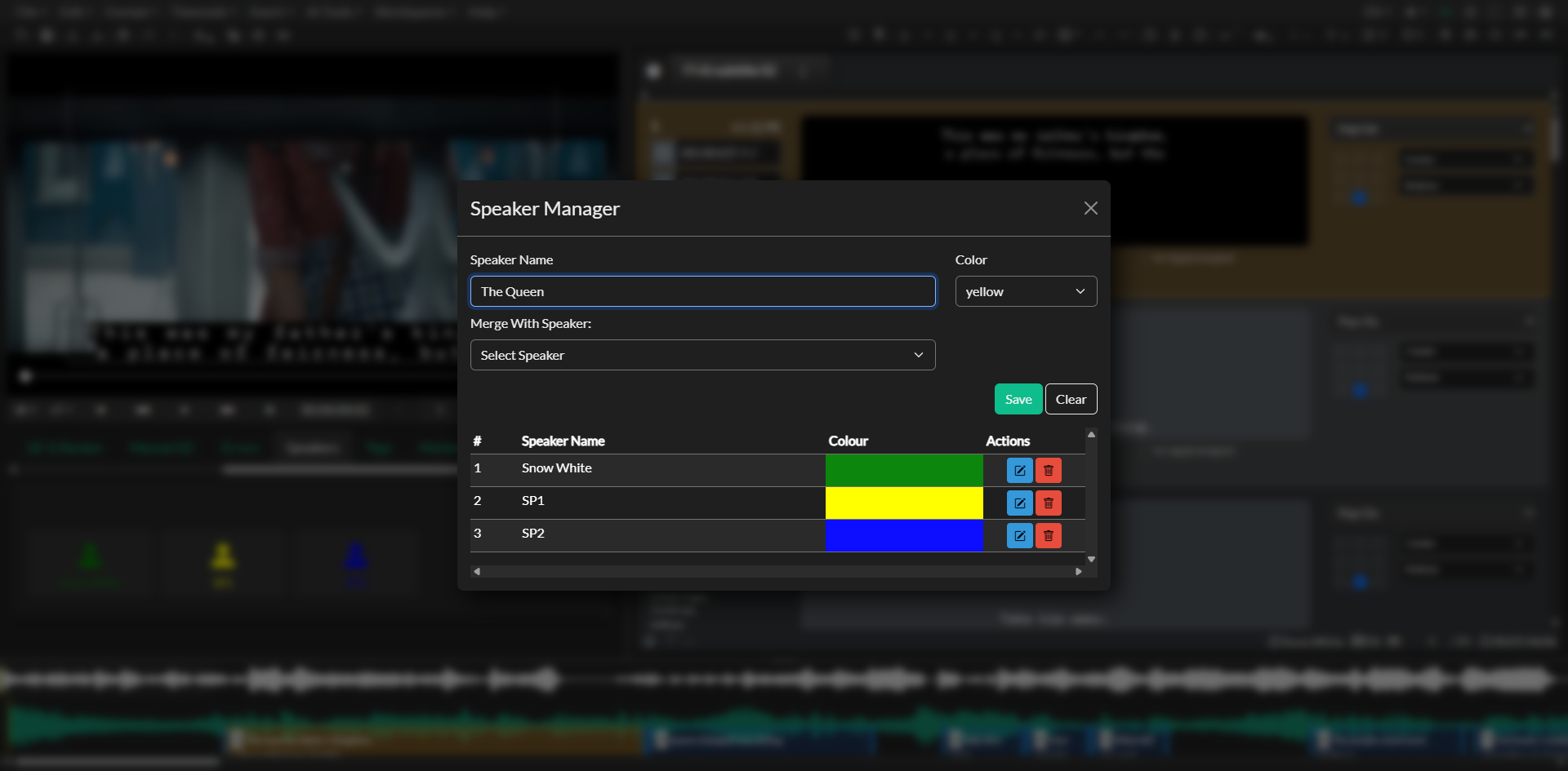 Speaker Manager with speaker list