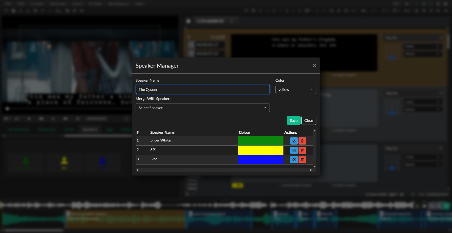 Speaker Manager with speaker list