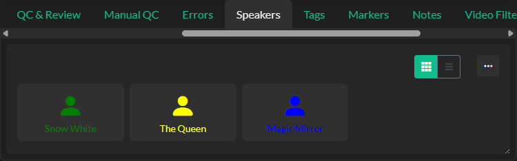 Speakers panel in QuickTools