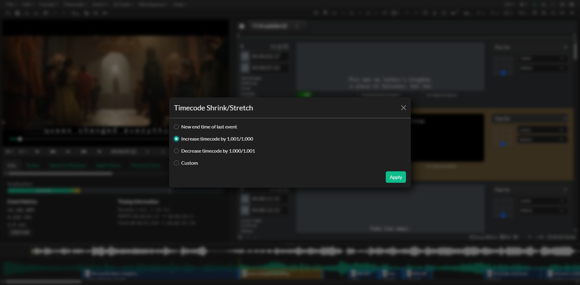 Stretch and Shrink timecodes dialog