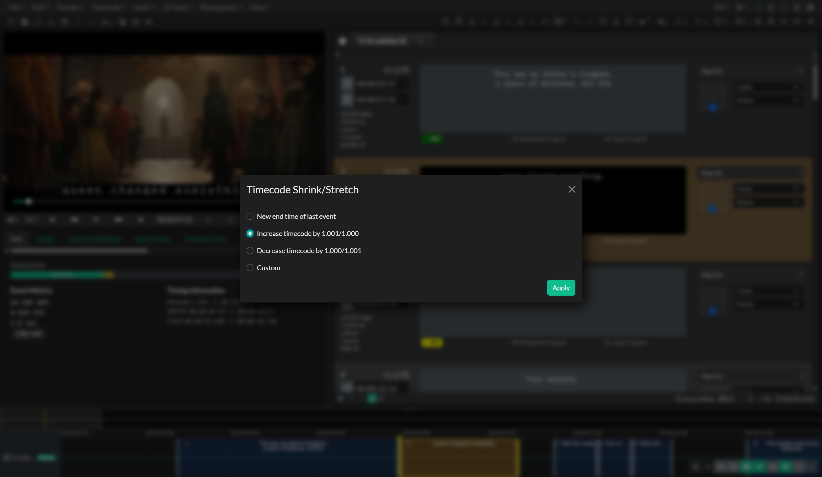 Stretch and Shrink timecodes dialog
