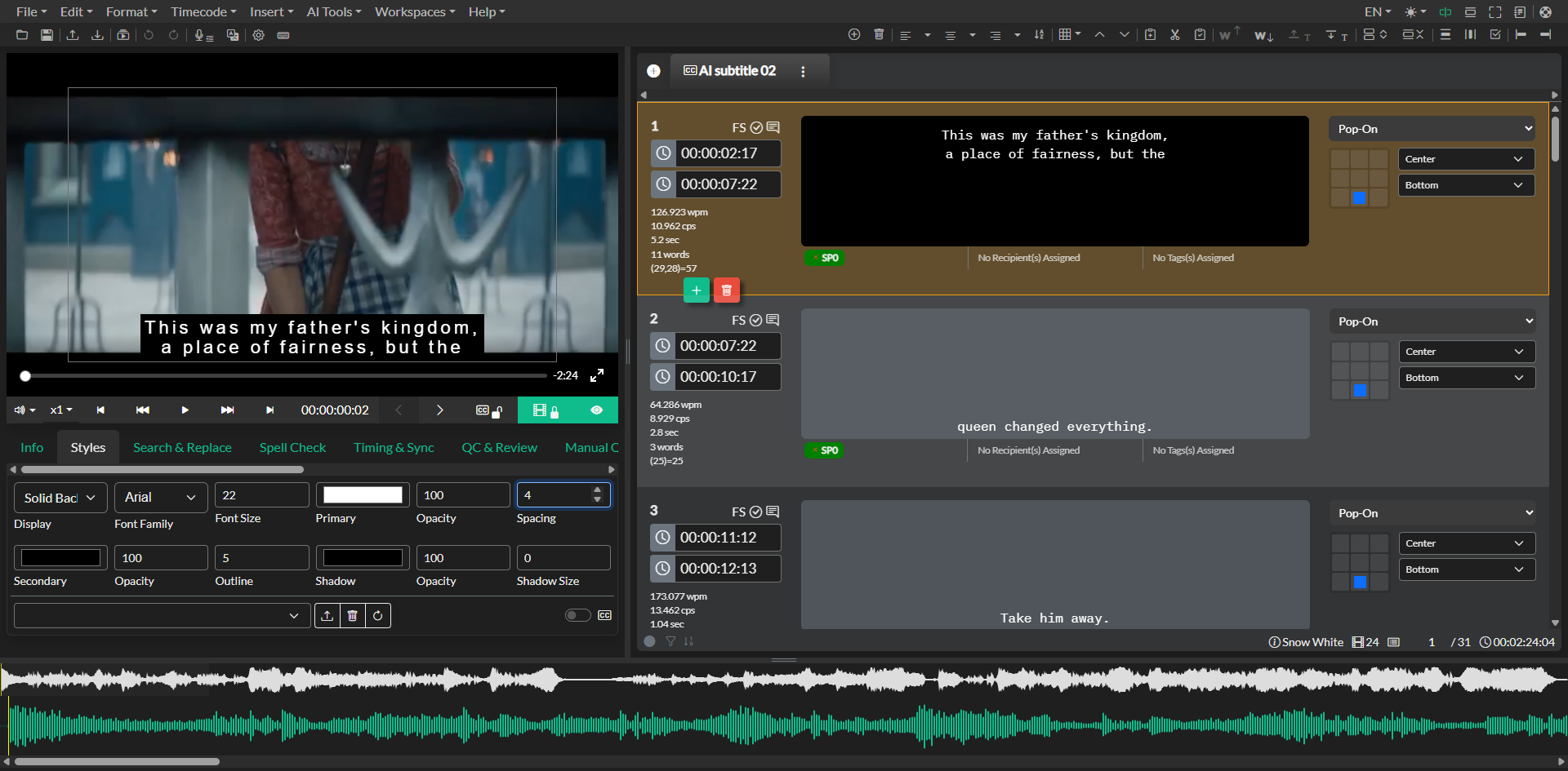 Closed Caption mode and Subtitle mode toggle