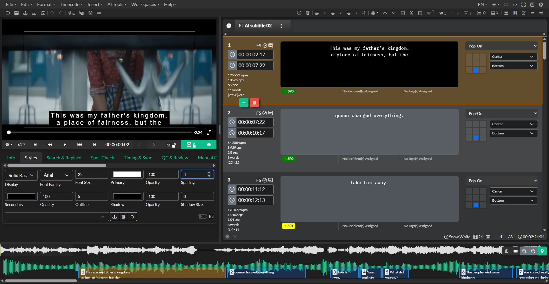 Closed Caption mode and Subtitle mode toggle
