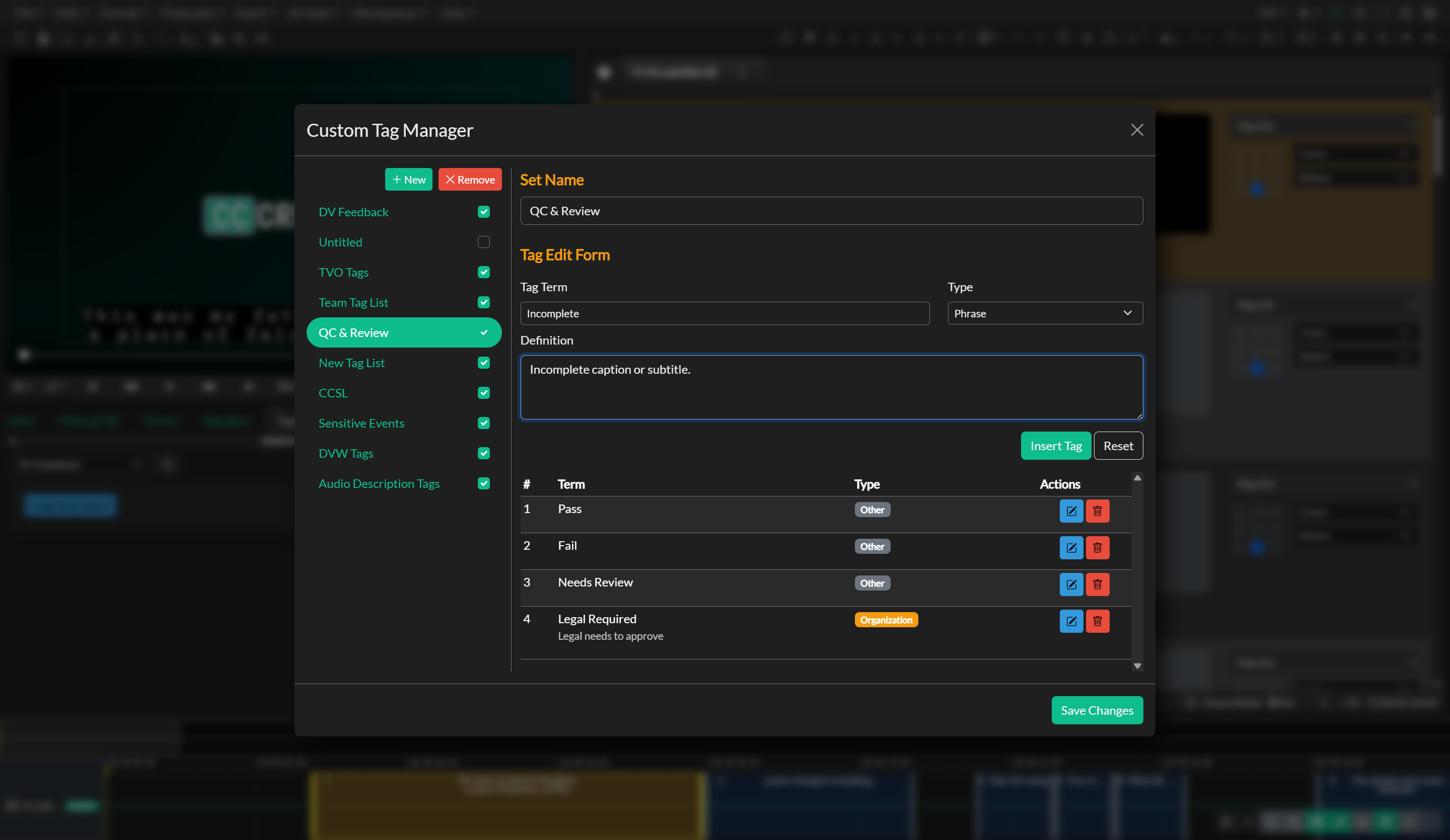 Tags Manager in QuickTools