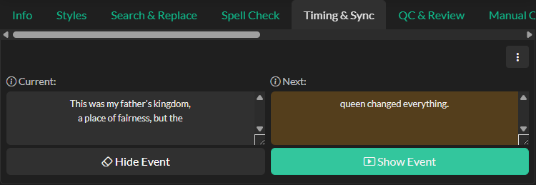 Timing and Sync panel in Quick Tools