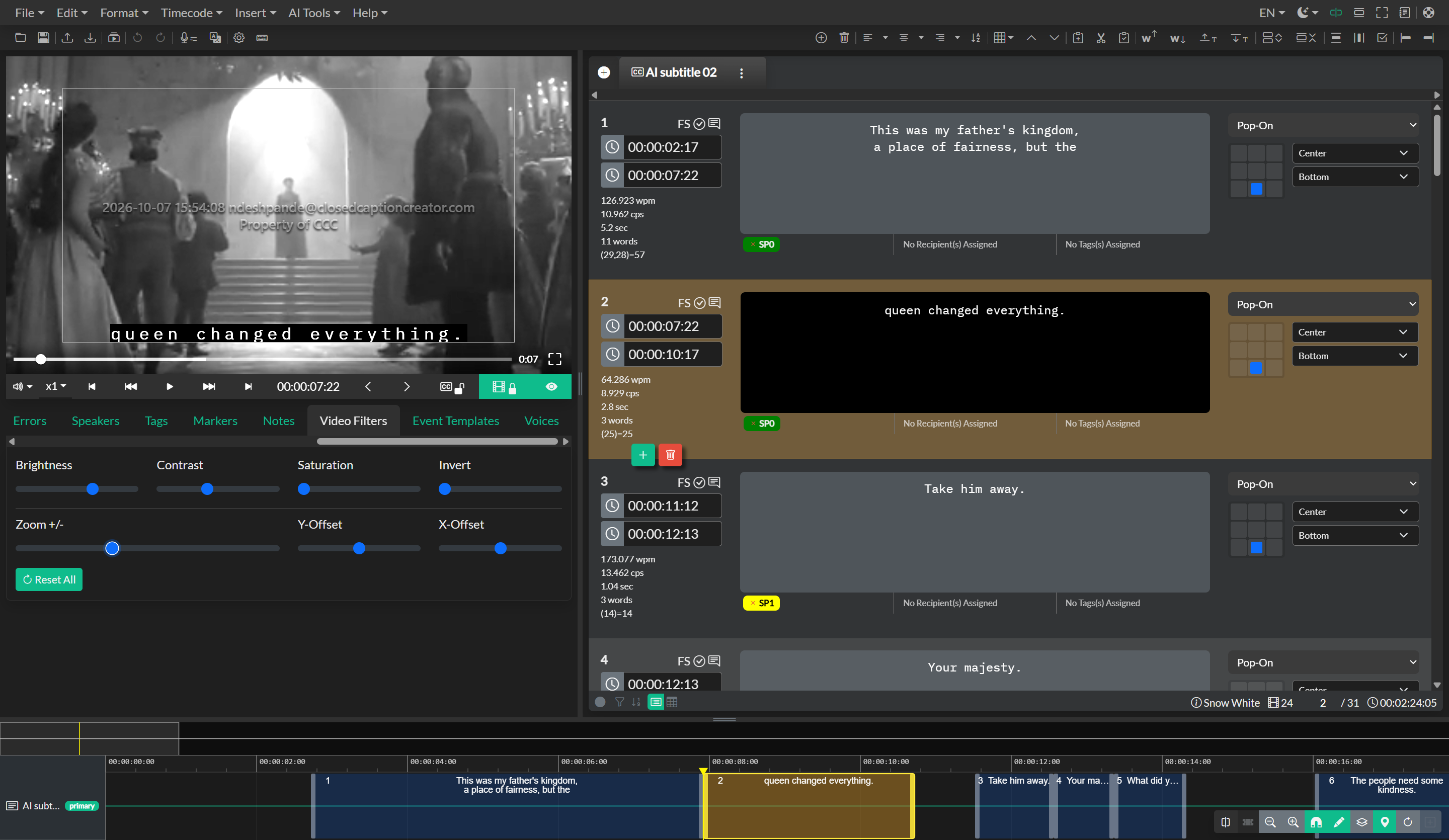 Video filters after applying