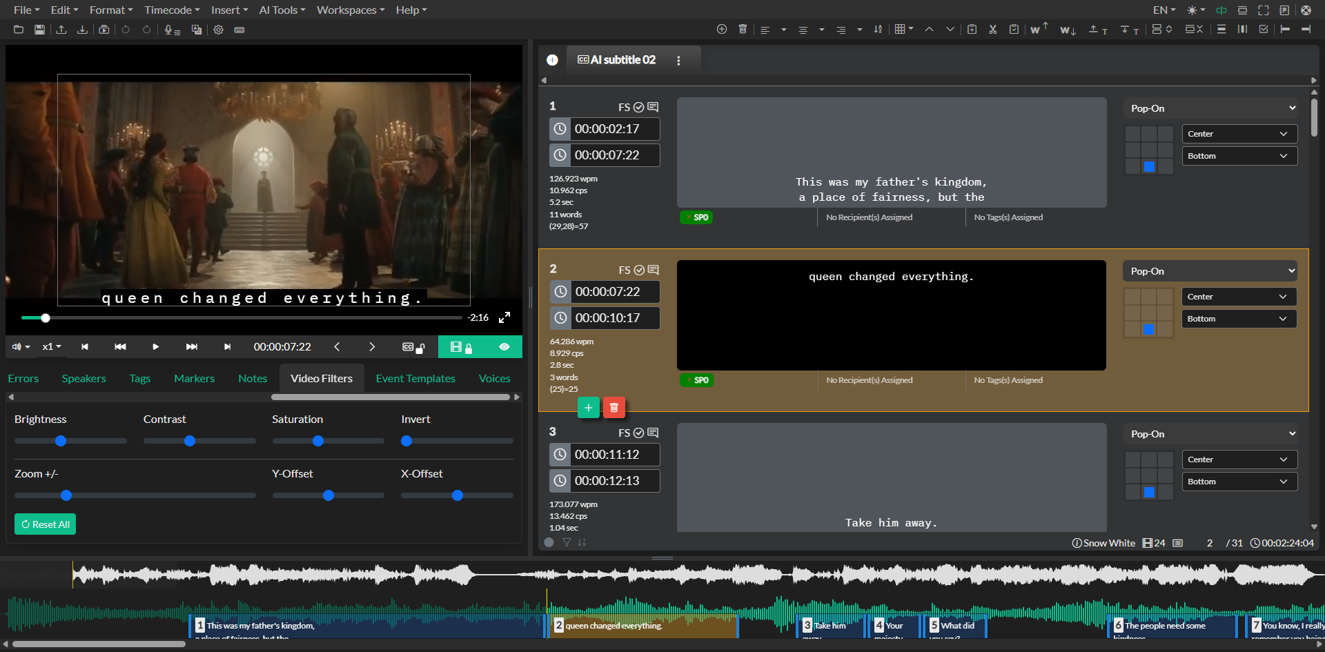 Video filters before applying