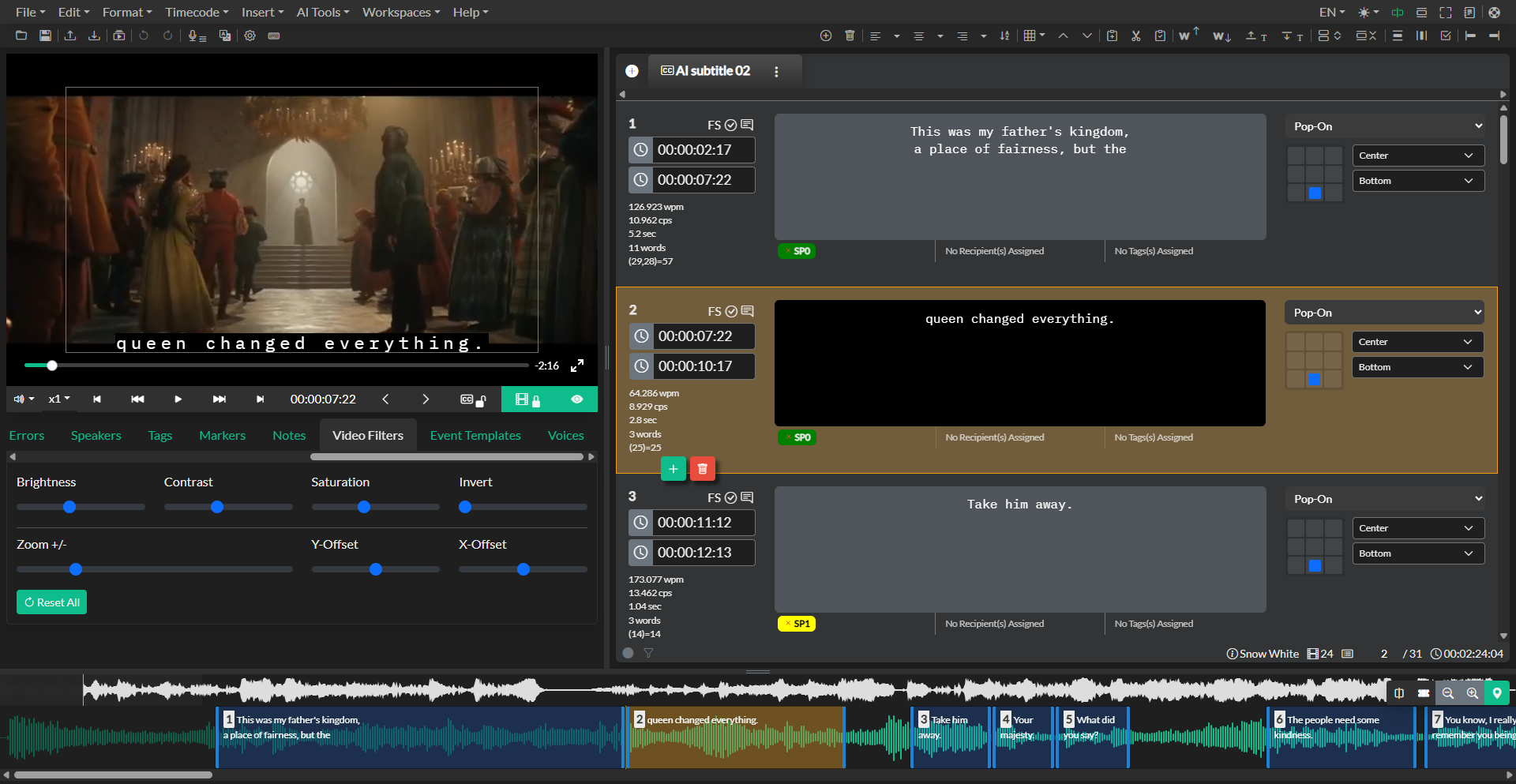 Video filters before applying
