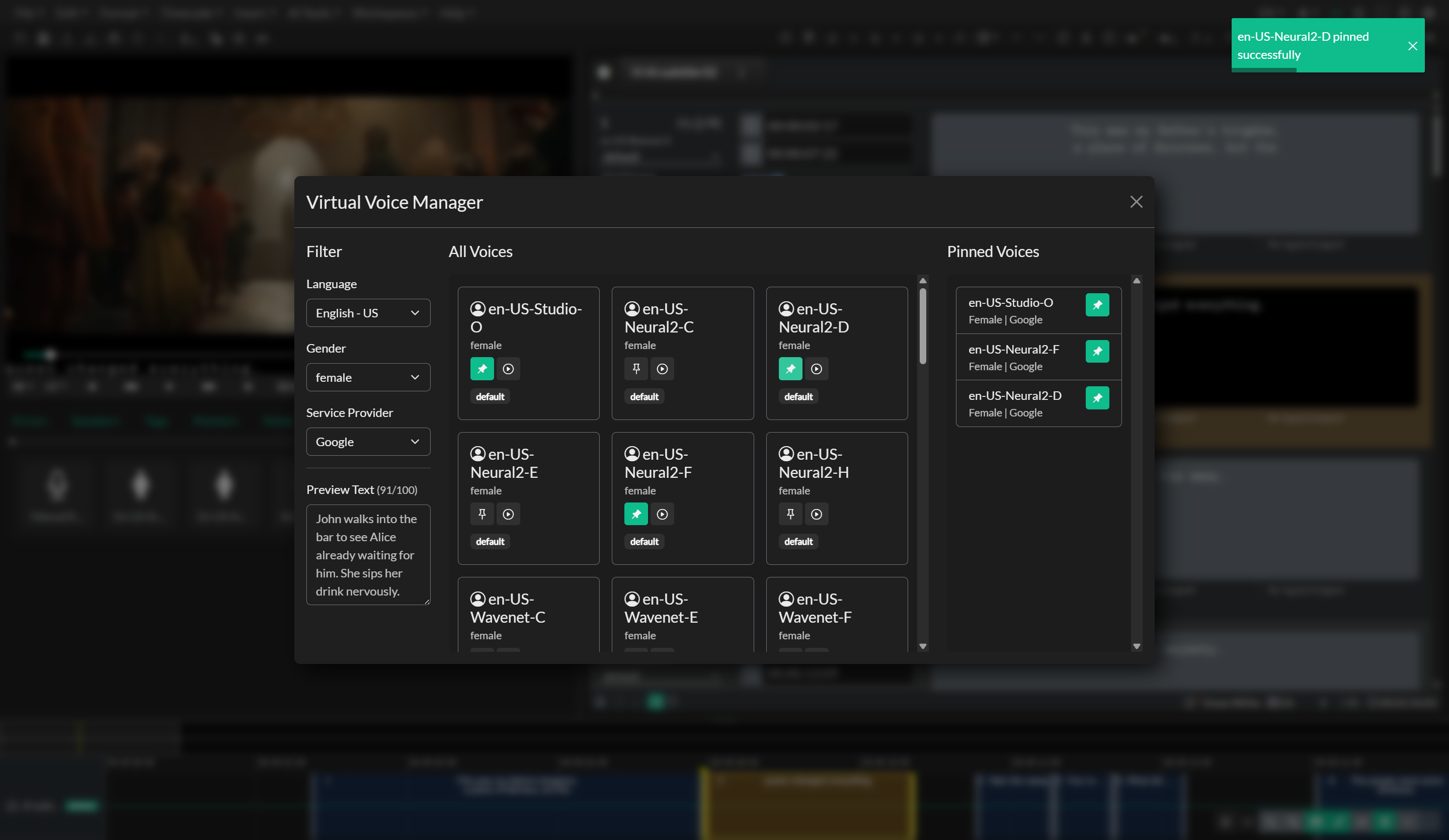 Virtual Voice Manager interface