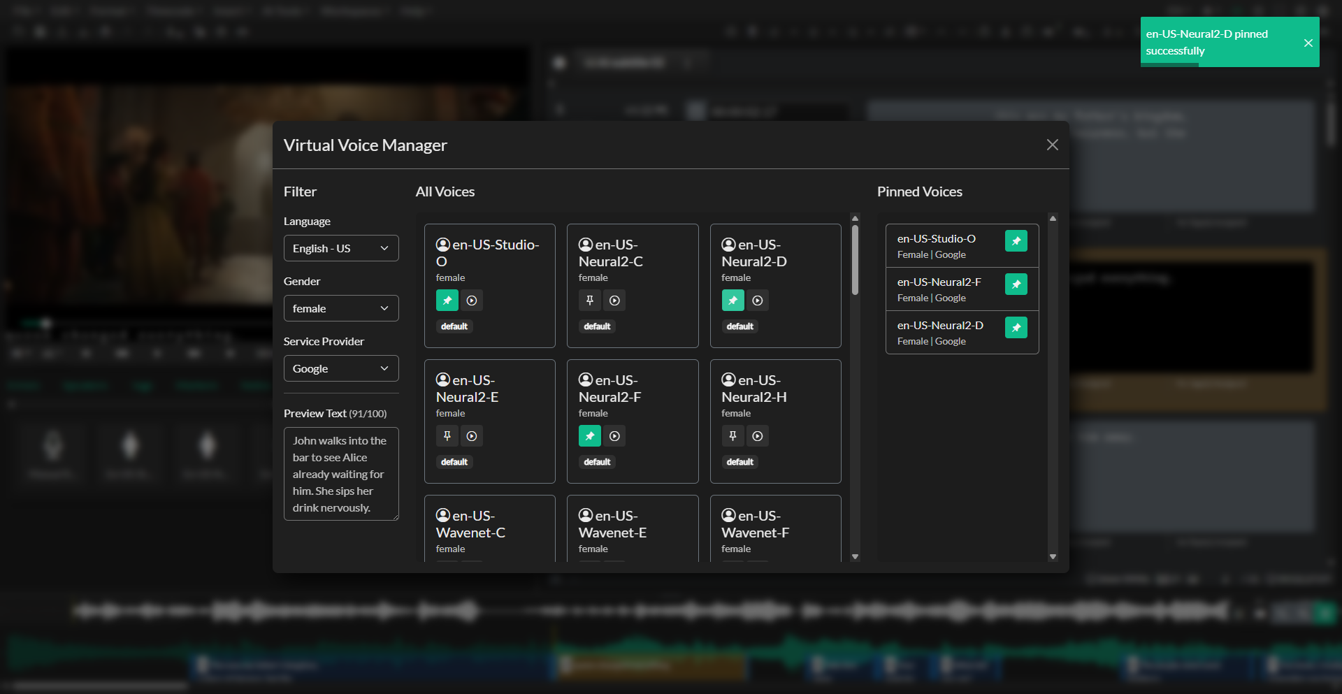 Virtual Voice Manager interface