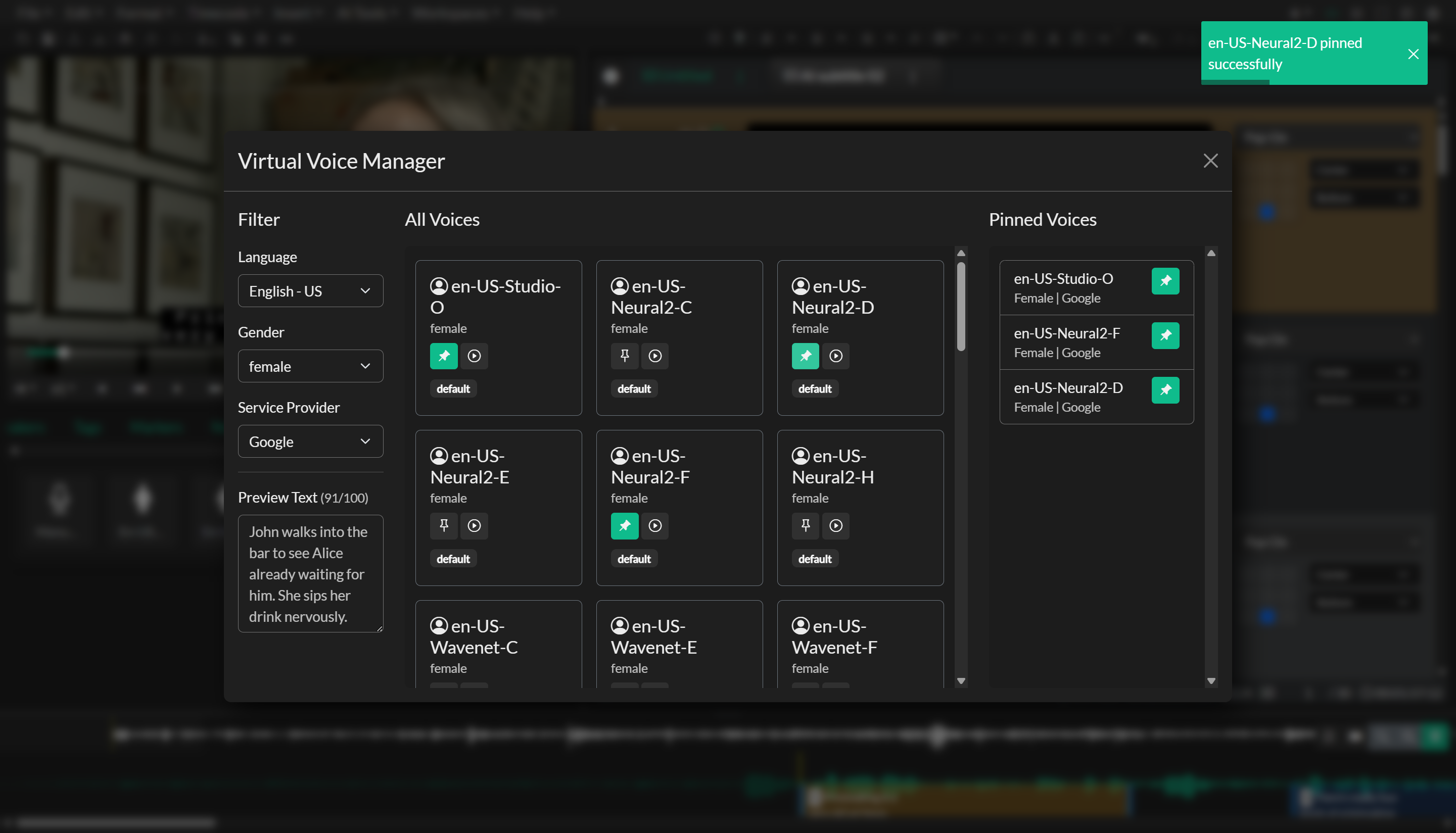 Virtual Voice Manager interface