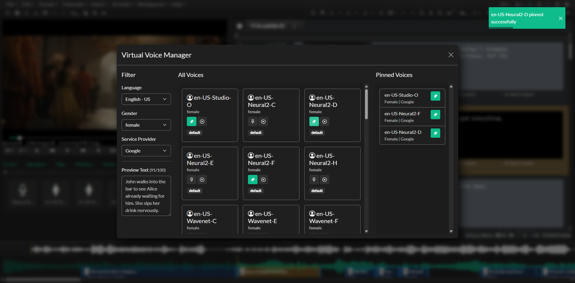 Virtual Voice Manager interface